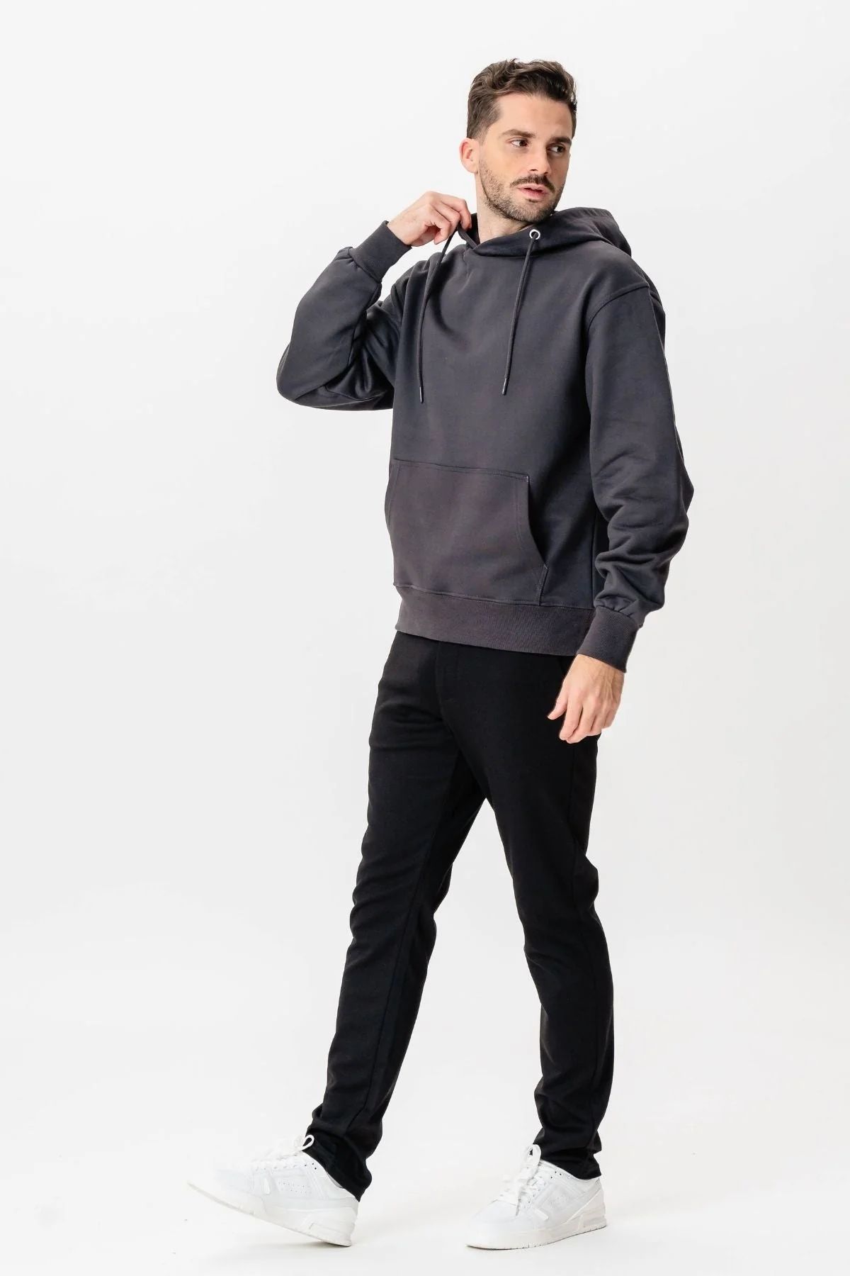 Schwerer Hoodie - Dunkelgrau - Image 2