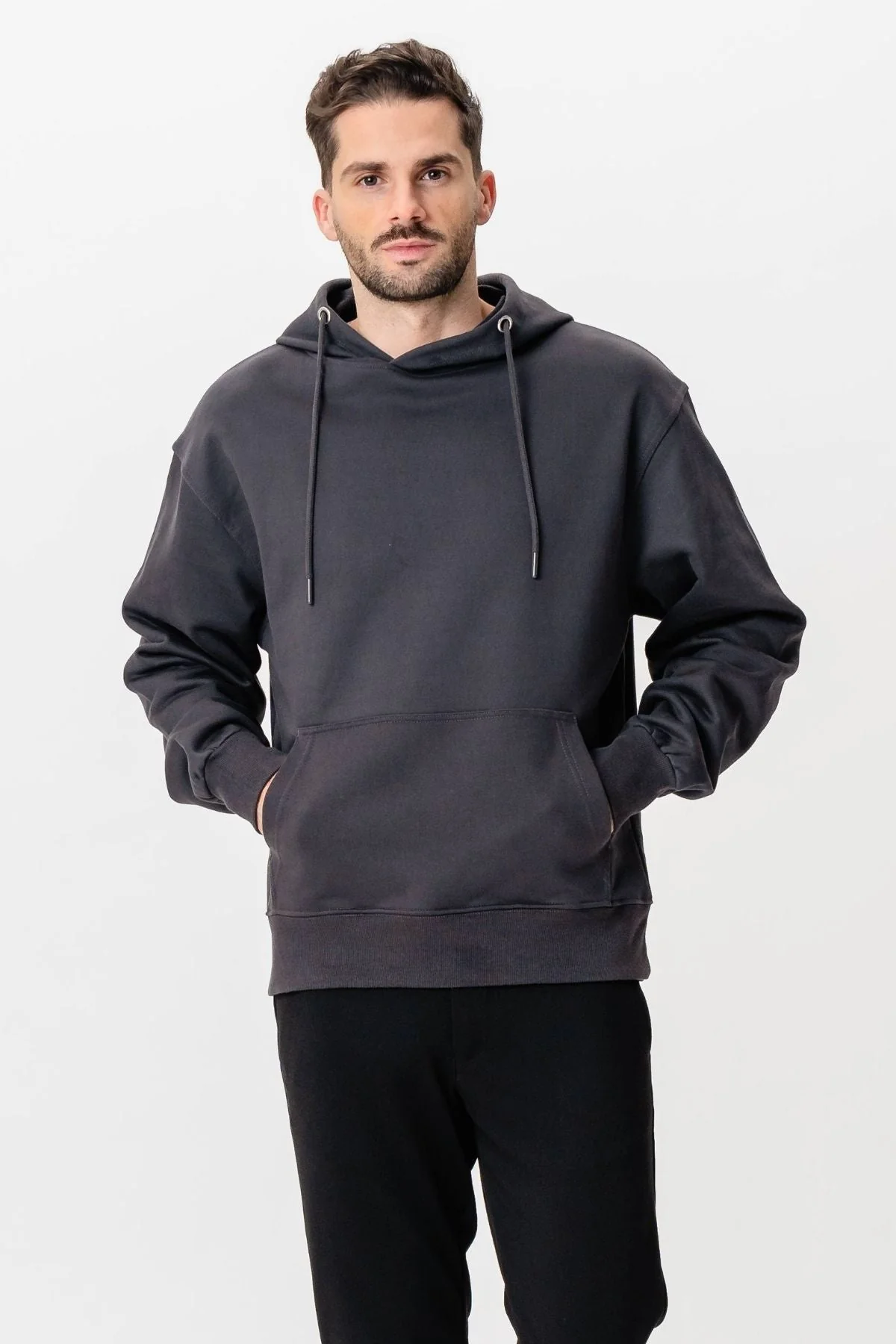 Schwerer Hoodie - Dunkelgrau - Image 3