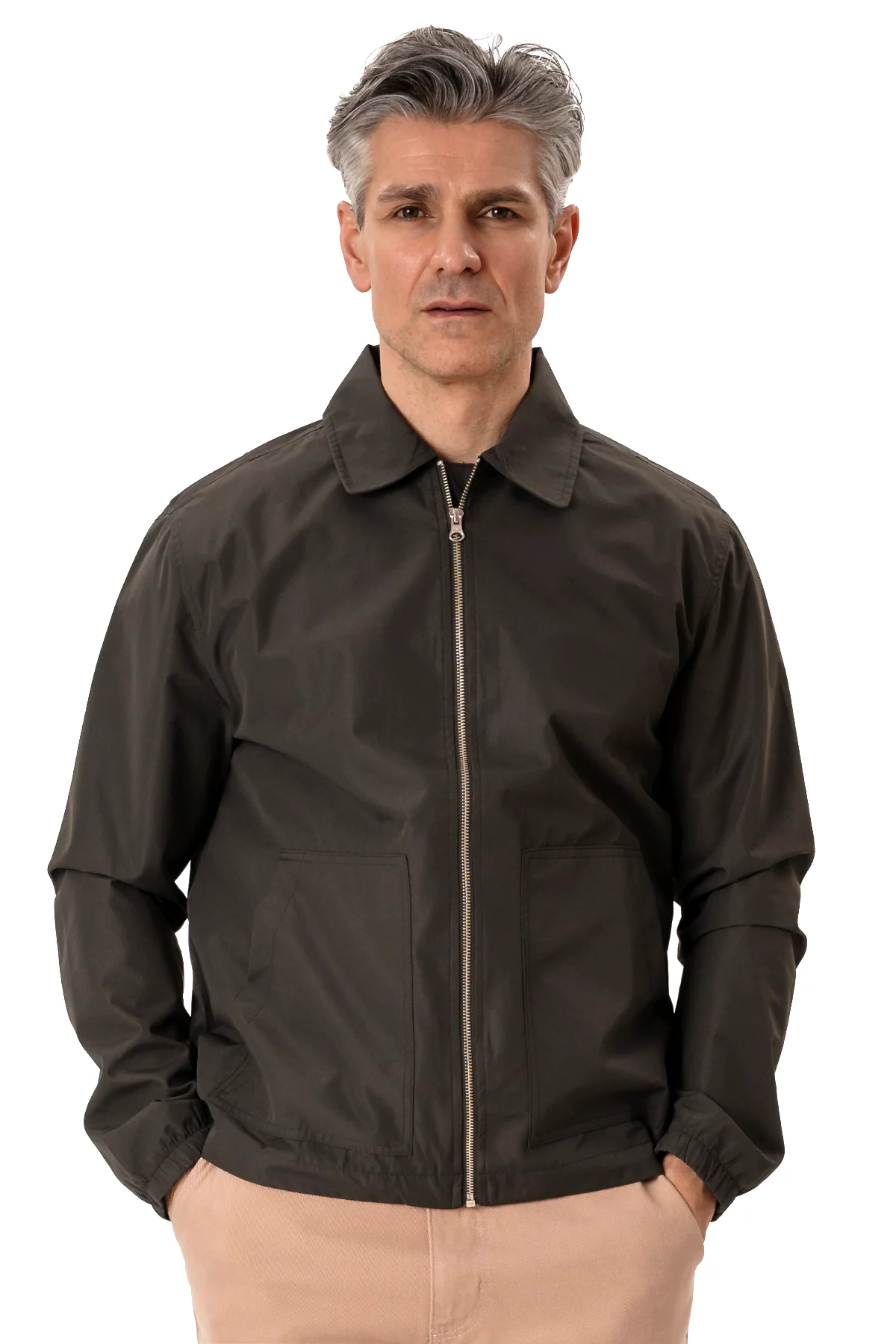 Kurze Reißverschlussjacke – Dunkelgrün