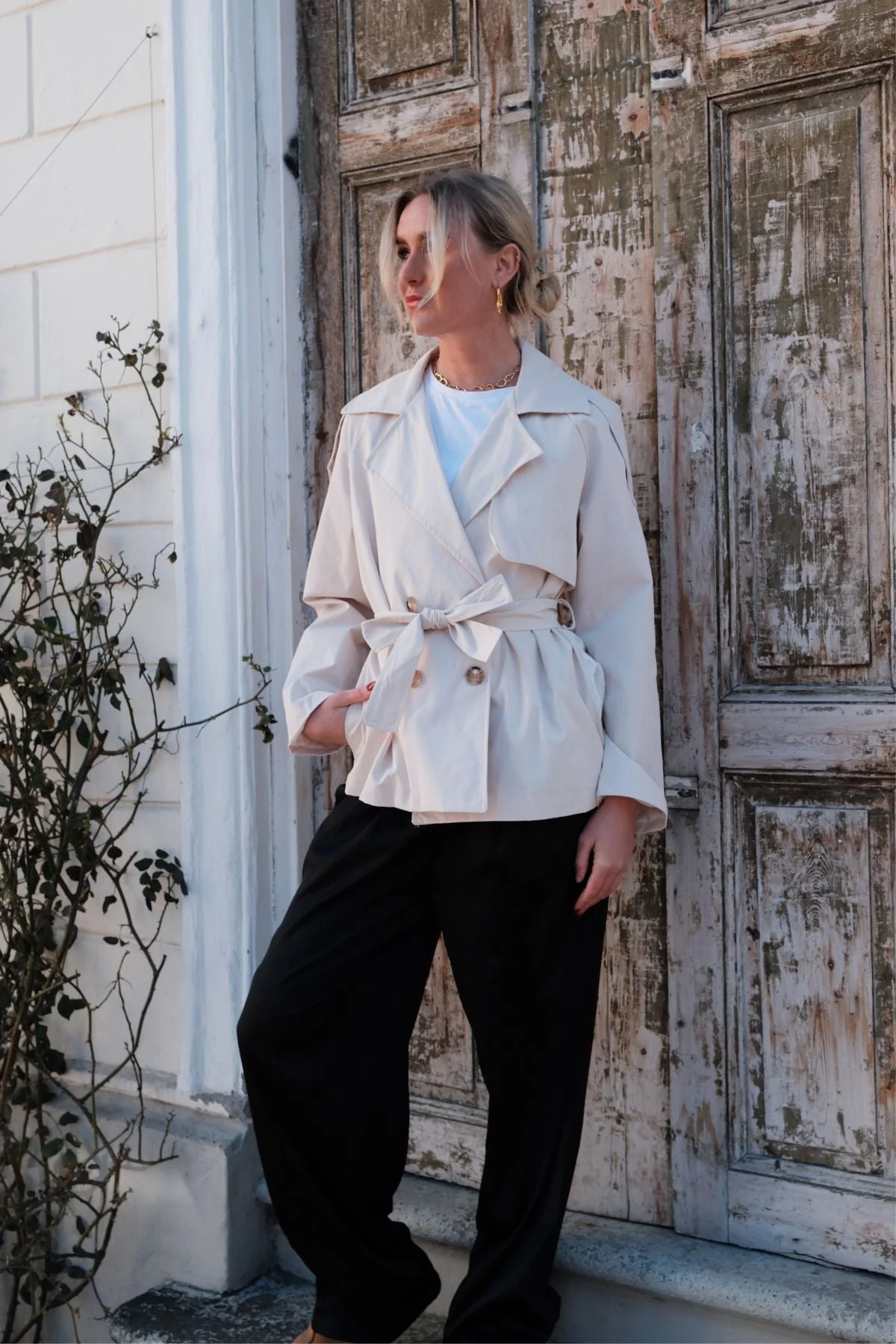 Sia Kurzer Trenchcoat – gebrochenes Weiß - Image 3