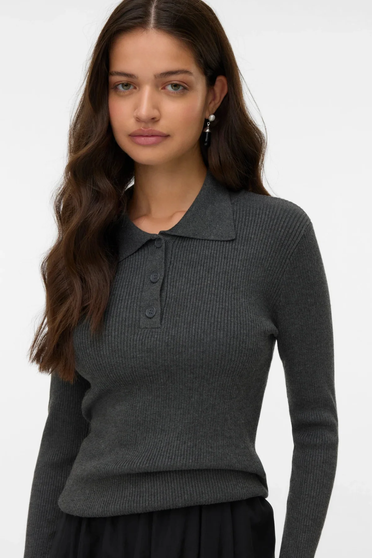 Silje Poloneck Pullover - dunkelgraue Melange