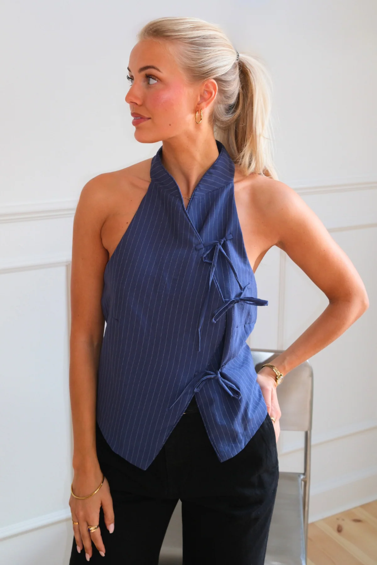 Silva Striped Top - Marine - Image 2