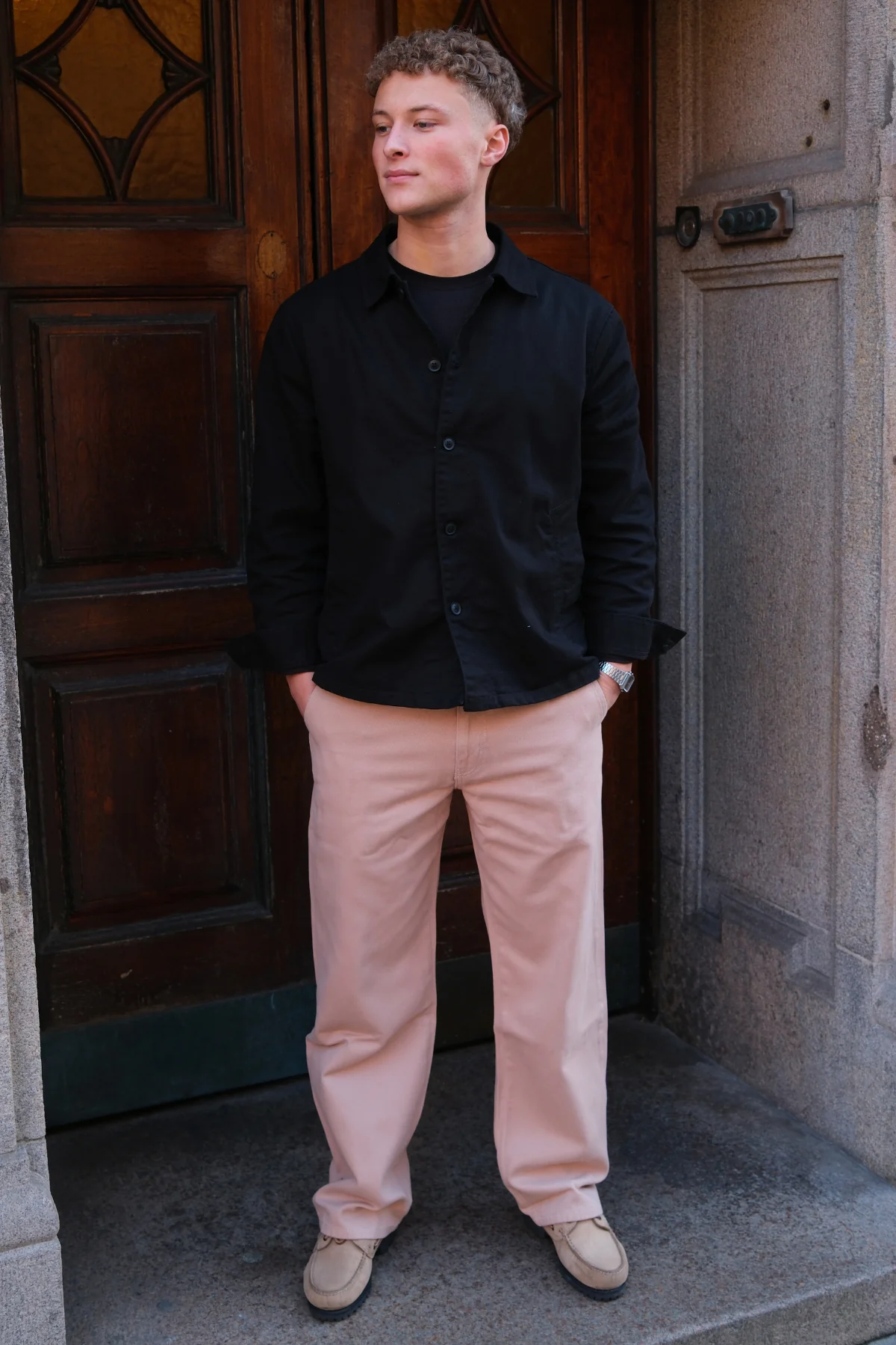 Gerade geschnittene Baumwoll-Chino – Beige - Image 2