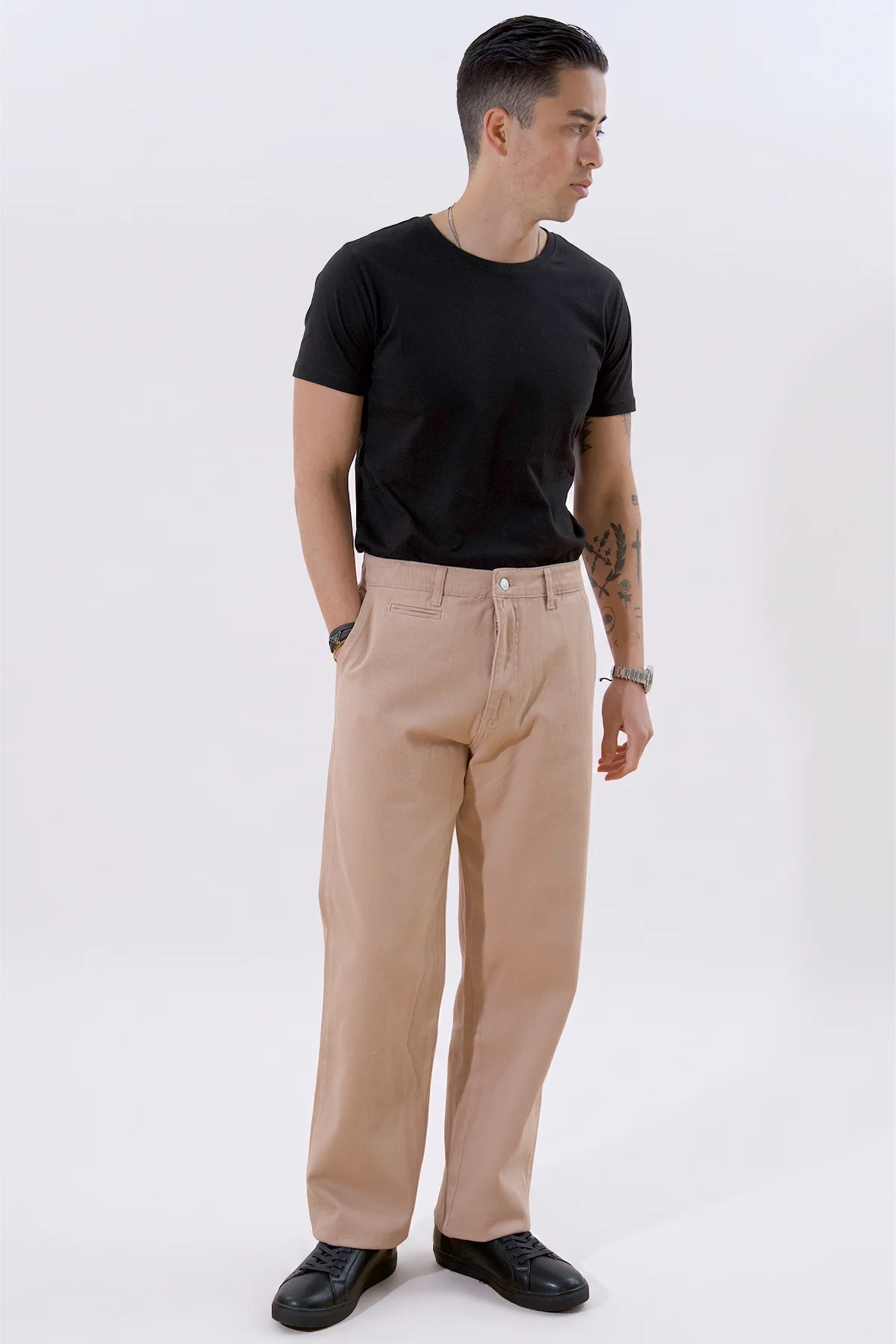 Gerade geschnittene Baumwoll-Chino – Beige - Image 3