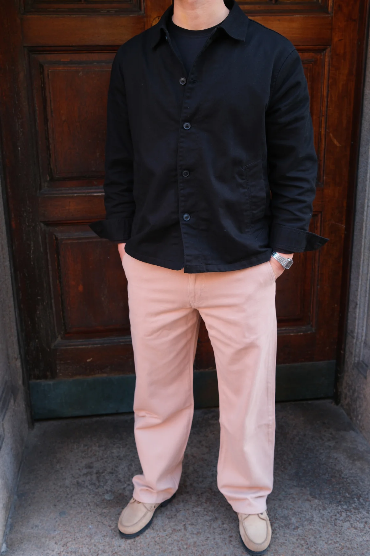 Gerade geschnittene Baumwoll-Chino – Beige - Image 4