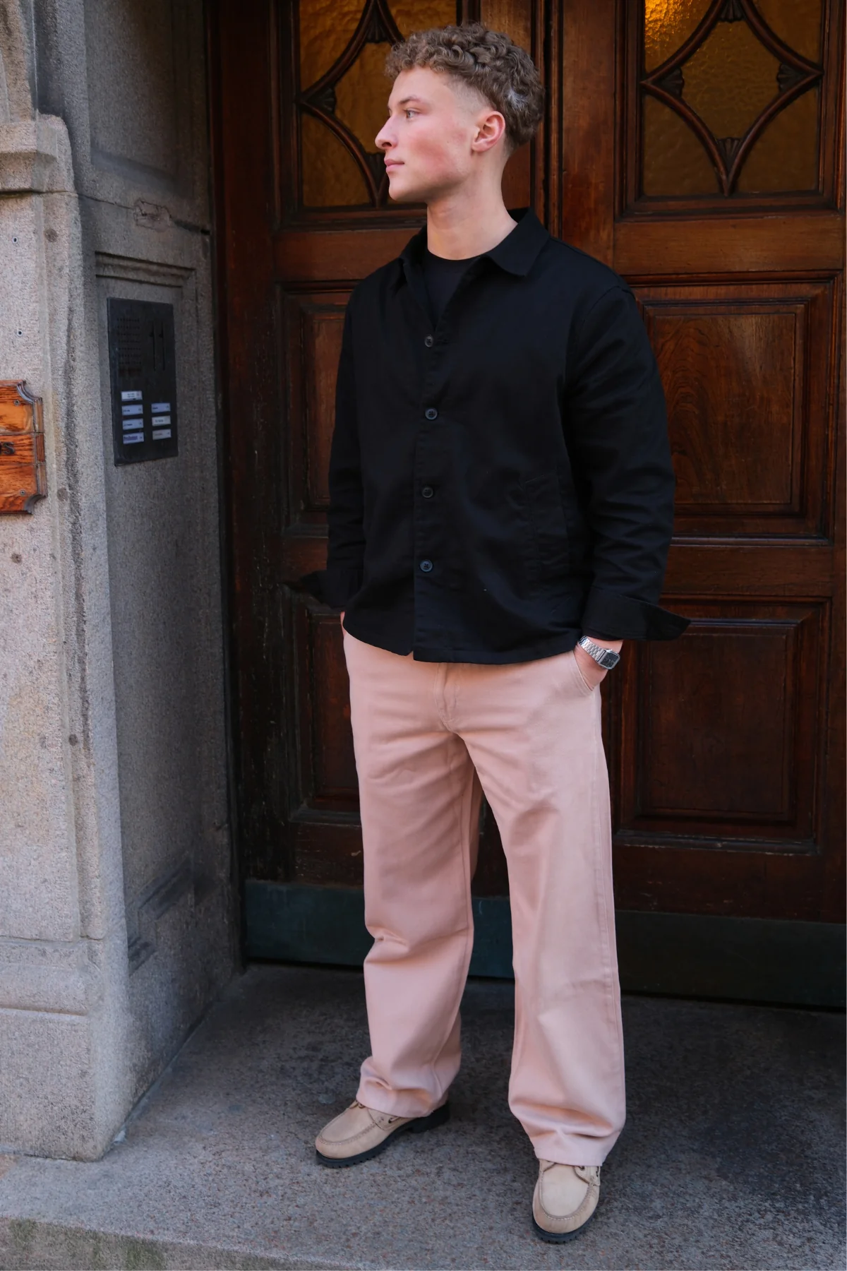 Gerade geschnittene Baumwoll-Chino – Beige - Image 5
