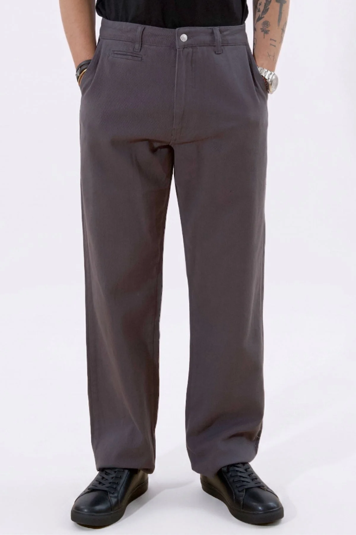 Gerade geschnittene Baumwoll-Chino – Grau