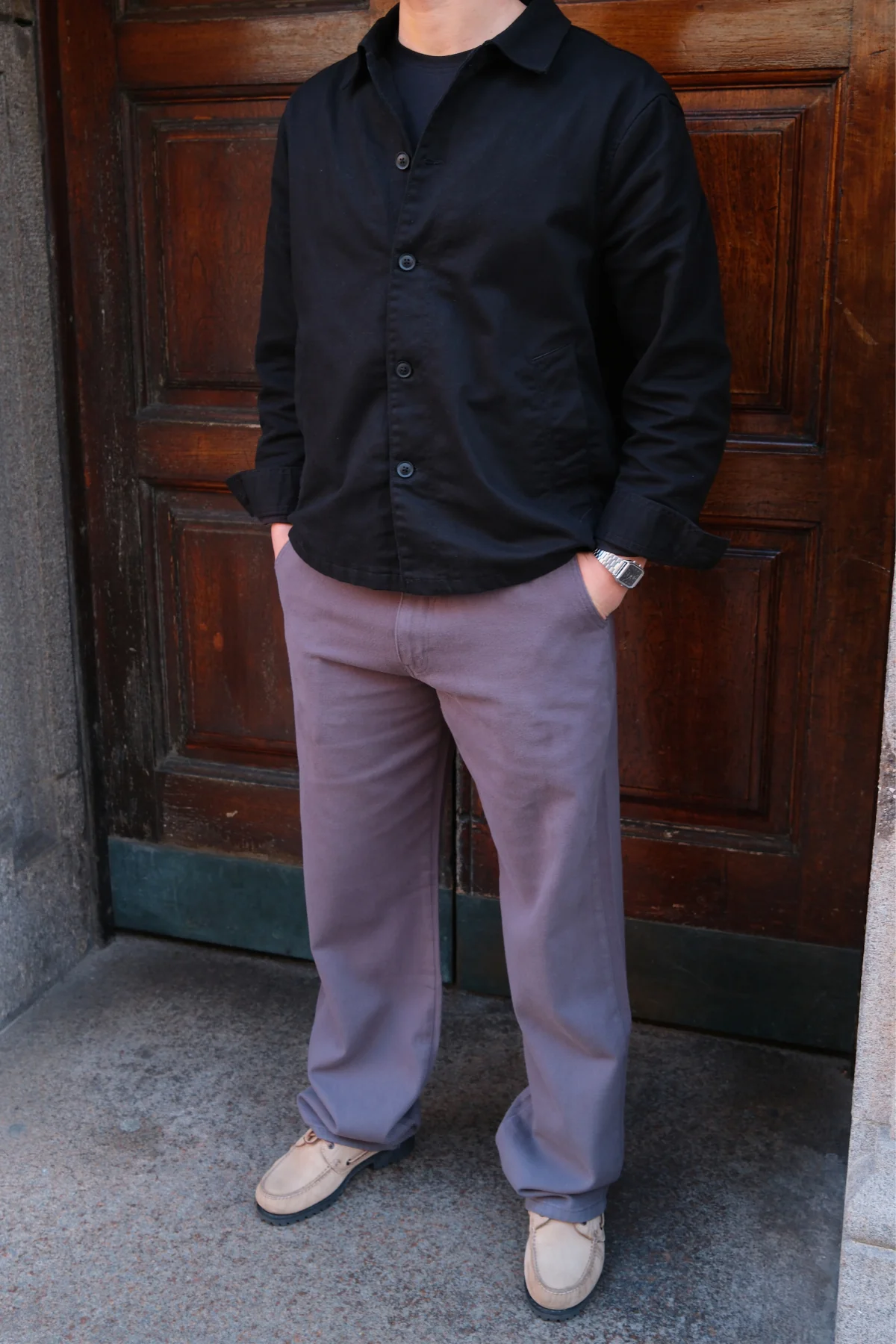Gerade geschnittene Baumwoll-Chino – Grau - Image 3