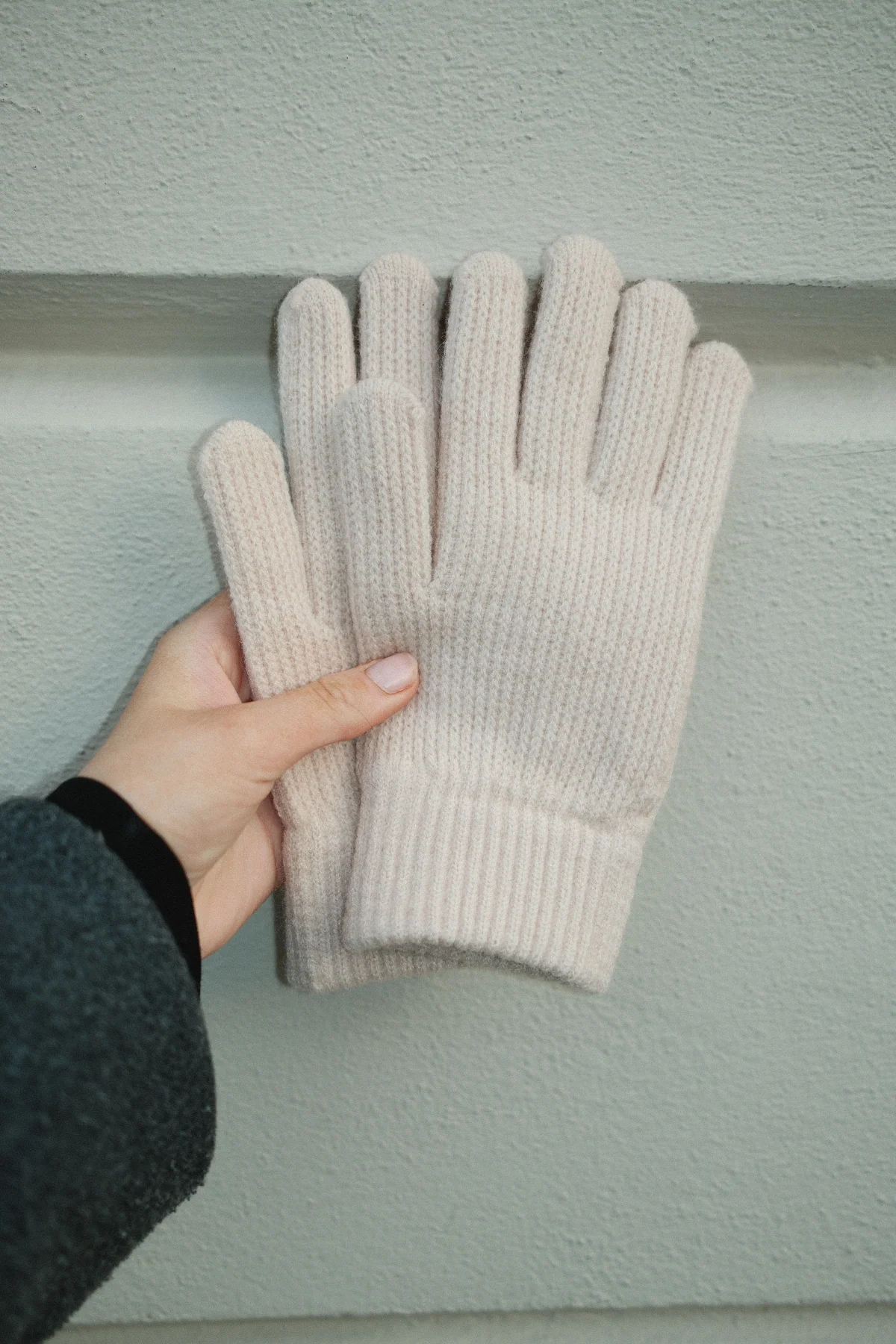 Strickhandschuhe - Beige