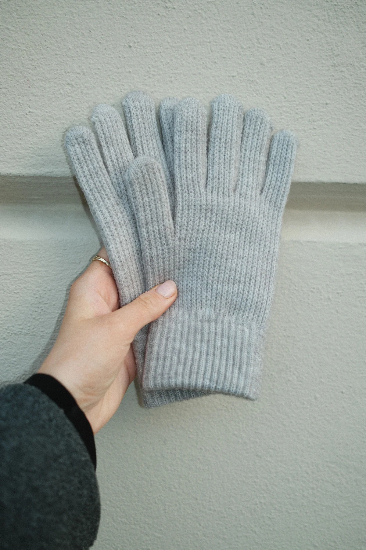 Strickhandschuhe - hellgrau