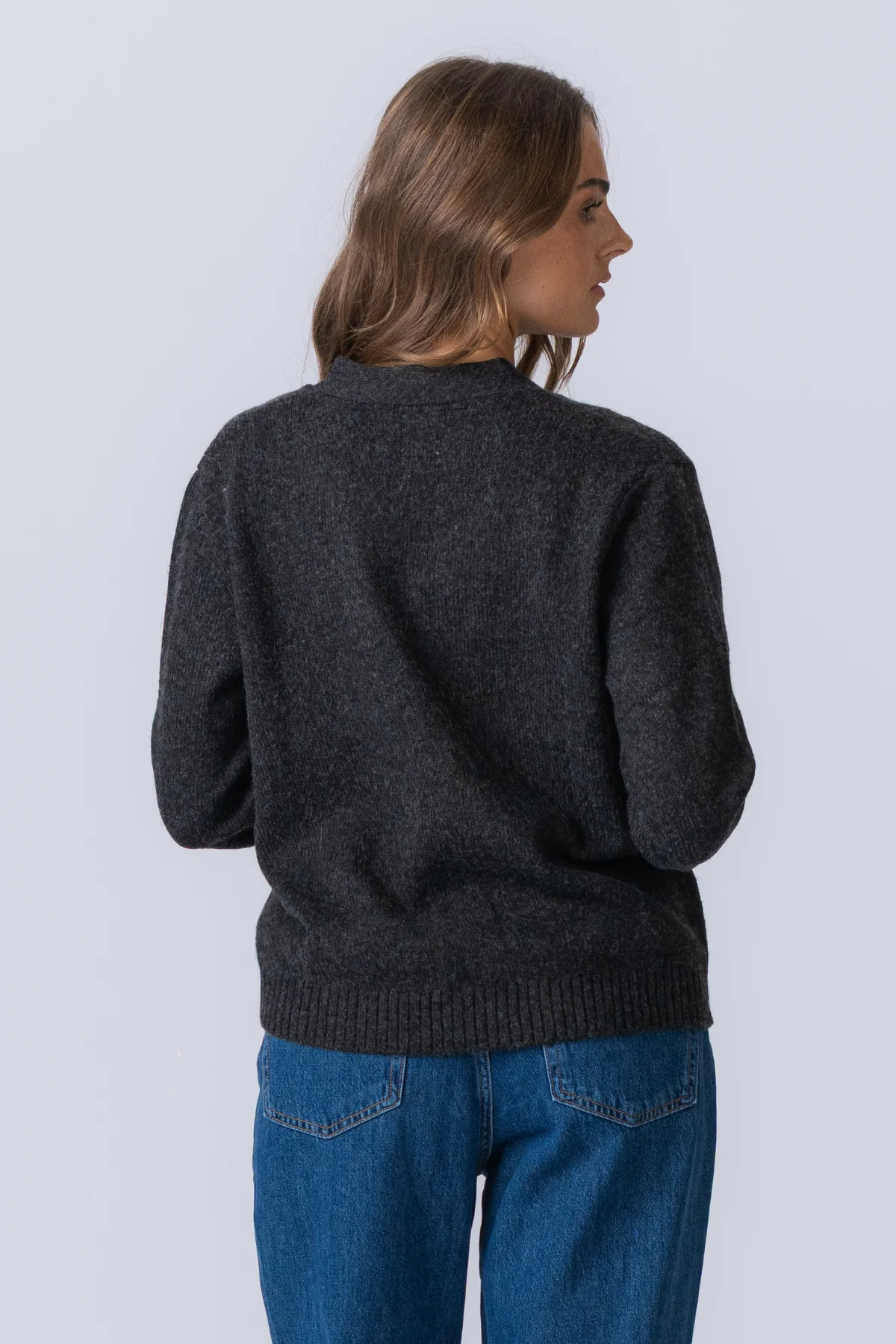 Strickjacke - dunkelgraue Melange - Image 10
