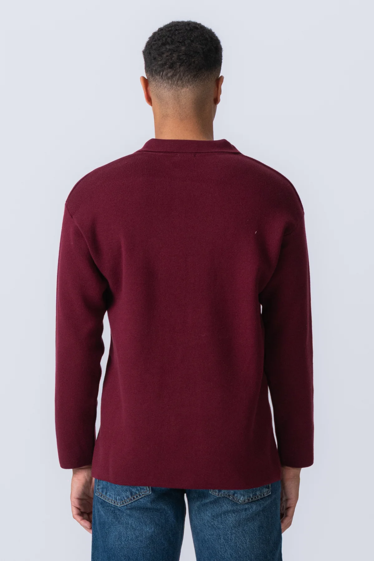 Strickte Langarmpolo - Burgund - Image 3