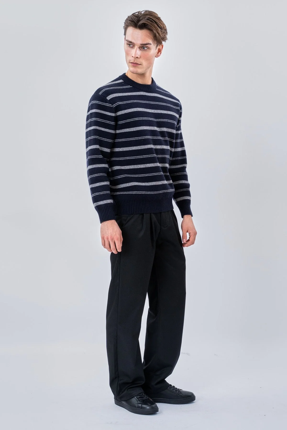 Gestreifter Pullover - Dunkelblau - Image 2