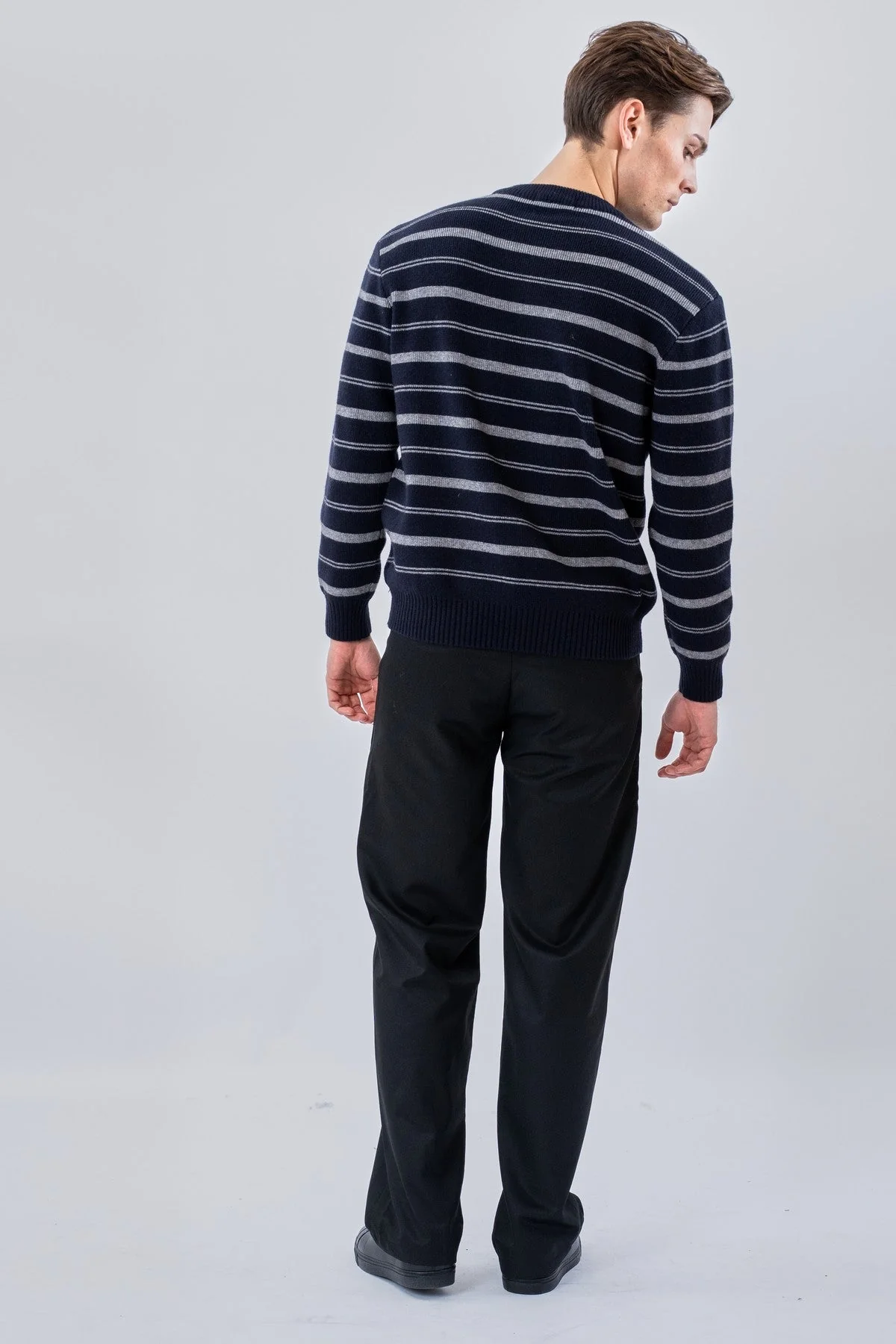 Gestreifter Pullover - Dunkelblau - Image 4