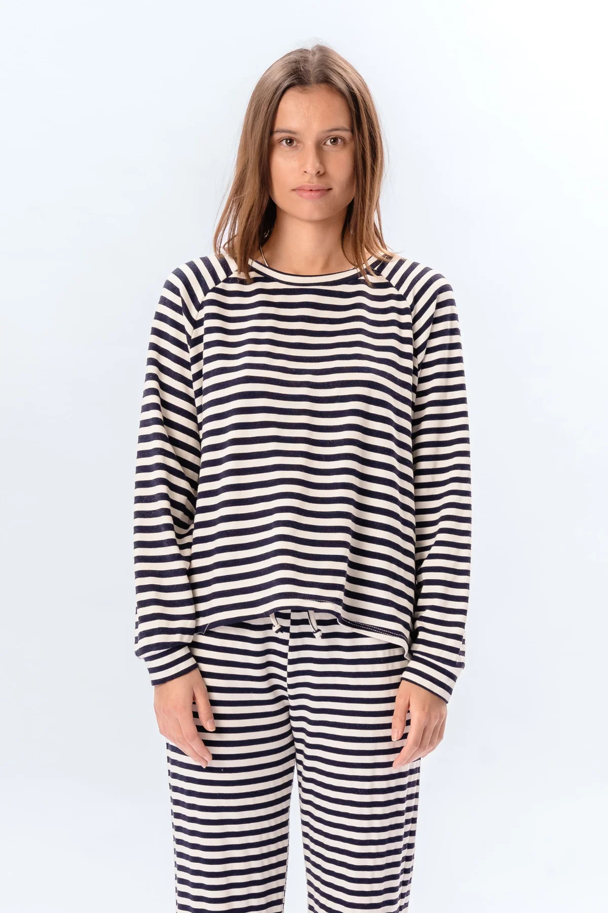Gestreiftes Langarmhemd Regular Fit - Blau