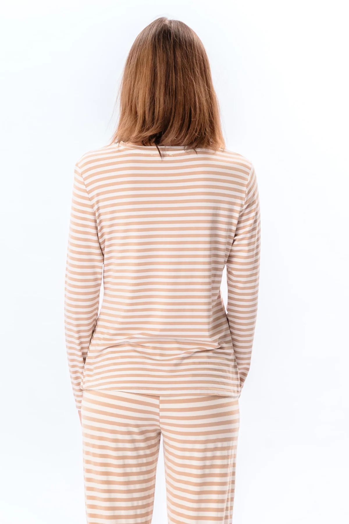 Gestreifte Langarmhose Slim Fit - Beige - Image 5