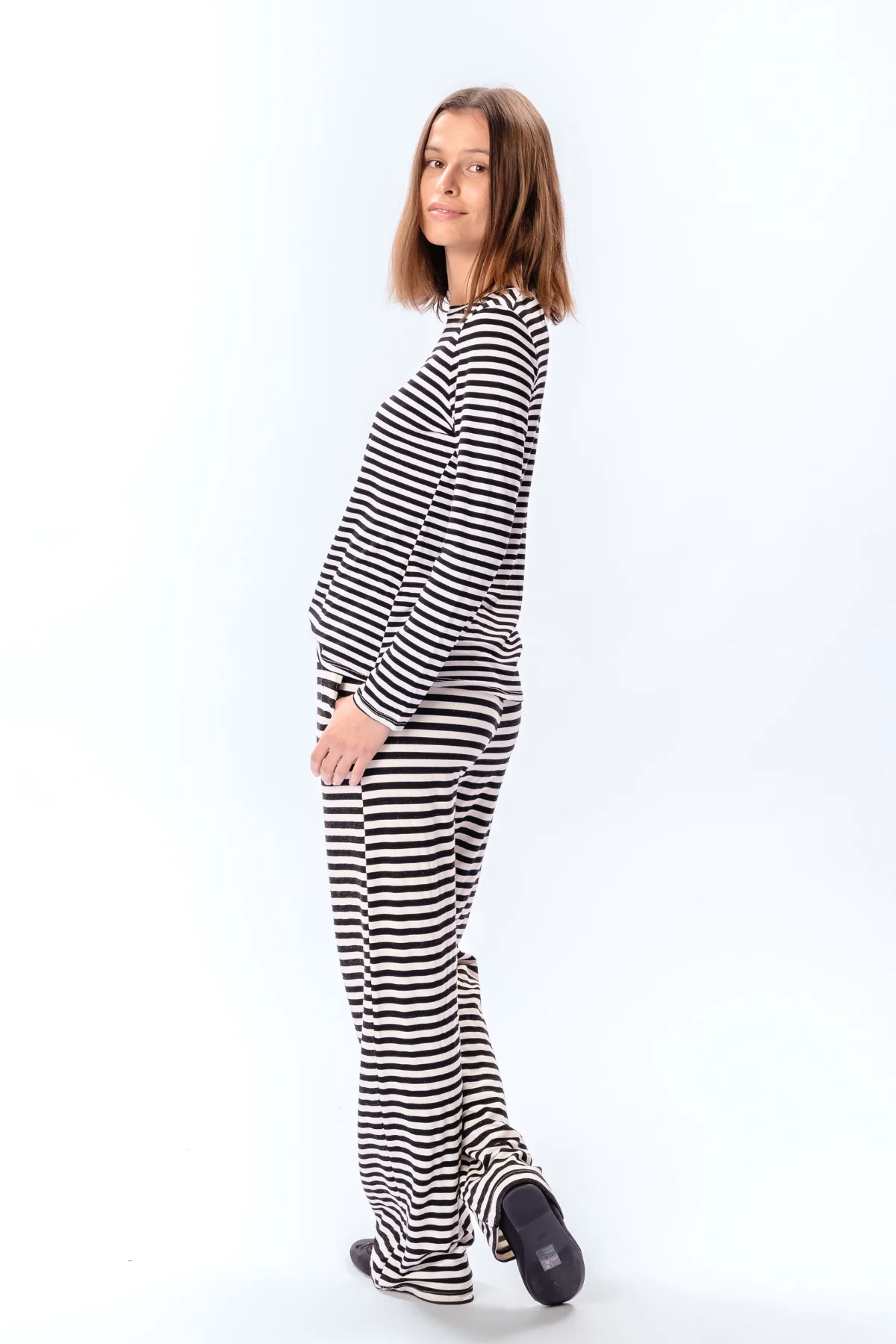 Gestreifte Langarmhose Slim Fit - Schwarz - Image 3
