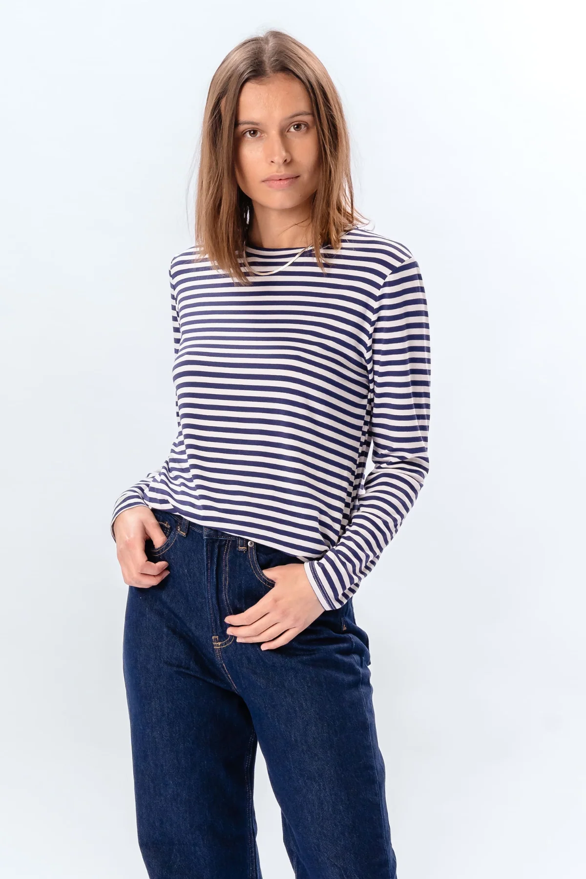 Gestreifte Langarmhose Slim Fit - Blau