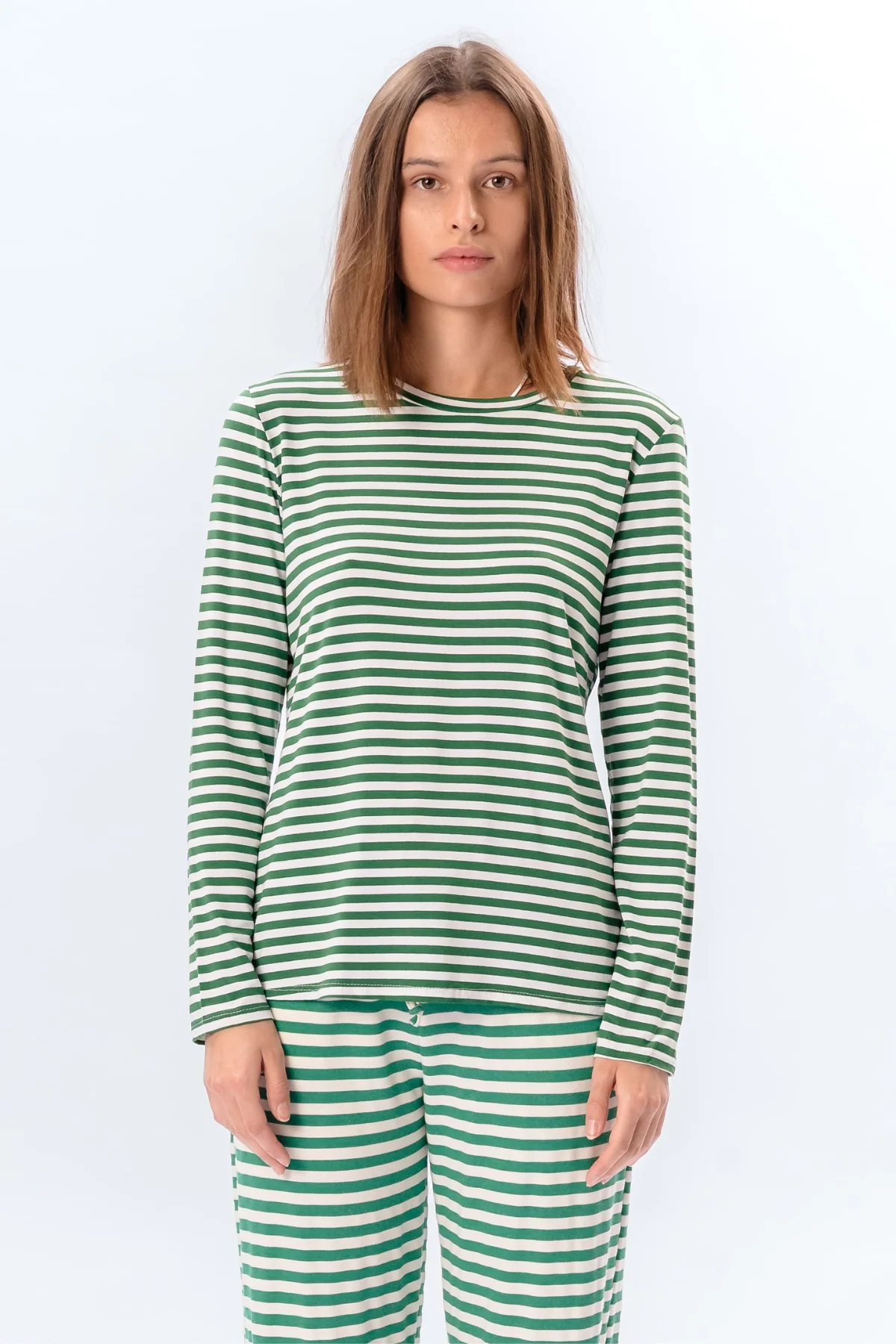 Gestreifte Langarmhose Slim Fit - Grün - Image 3