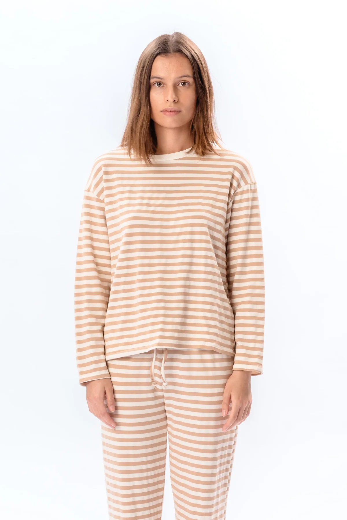 Gestreiftes Hemd - Beige