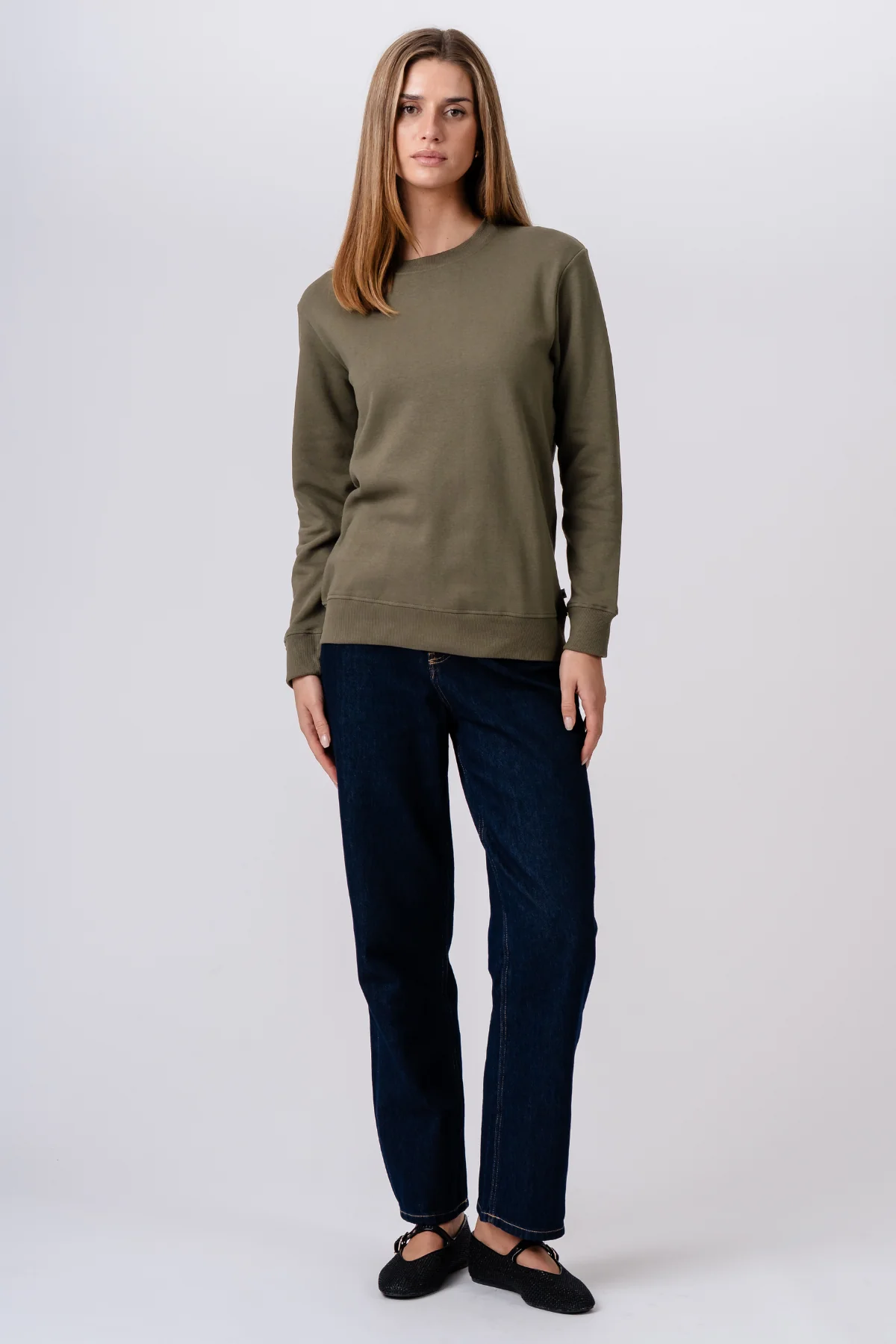 Sweatshirt mit Rundhalsausschnitt – Armeegrün - Image 2