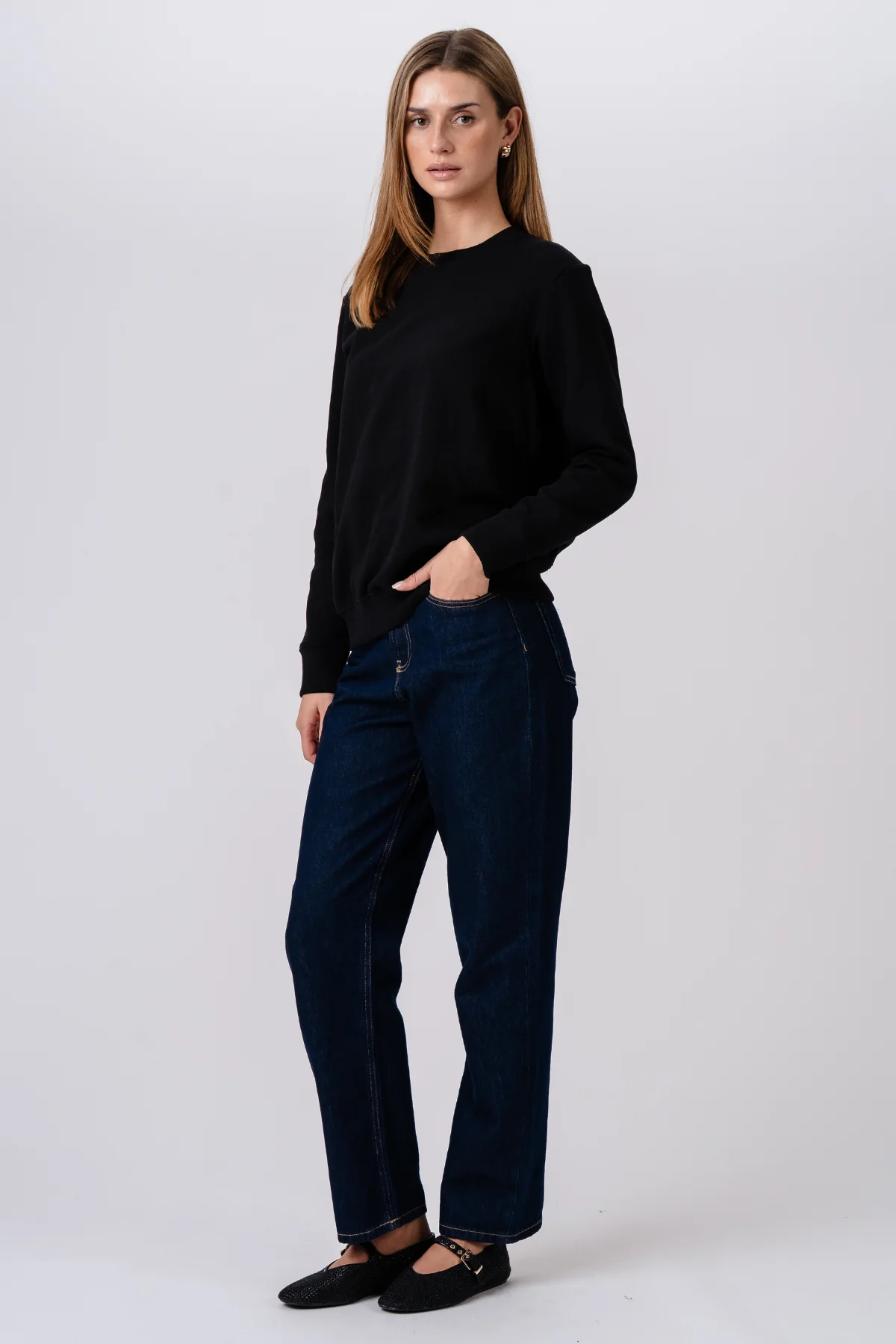 Sweatshirt mit Rundhalsausschnitt - Schwarz - Image 2