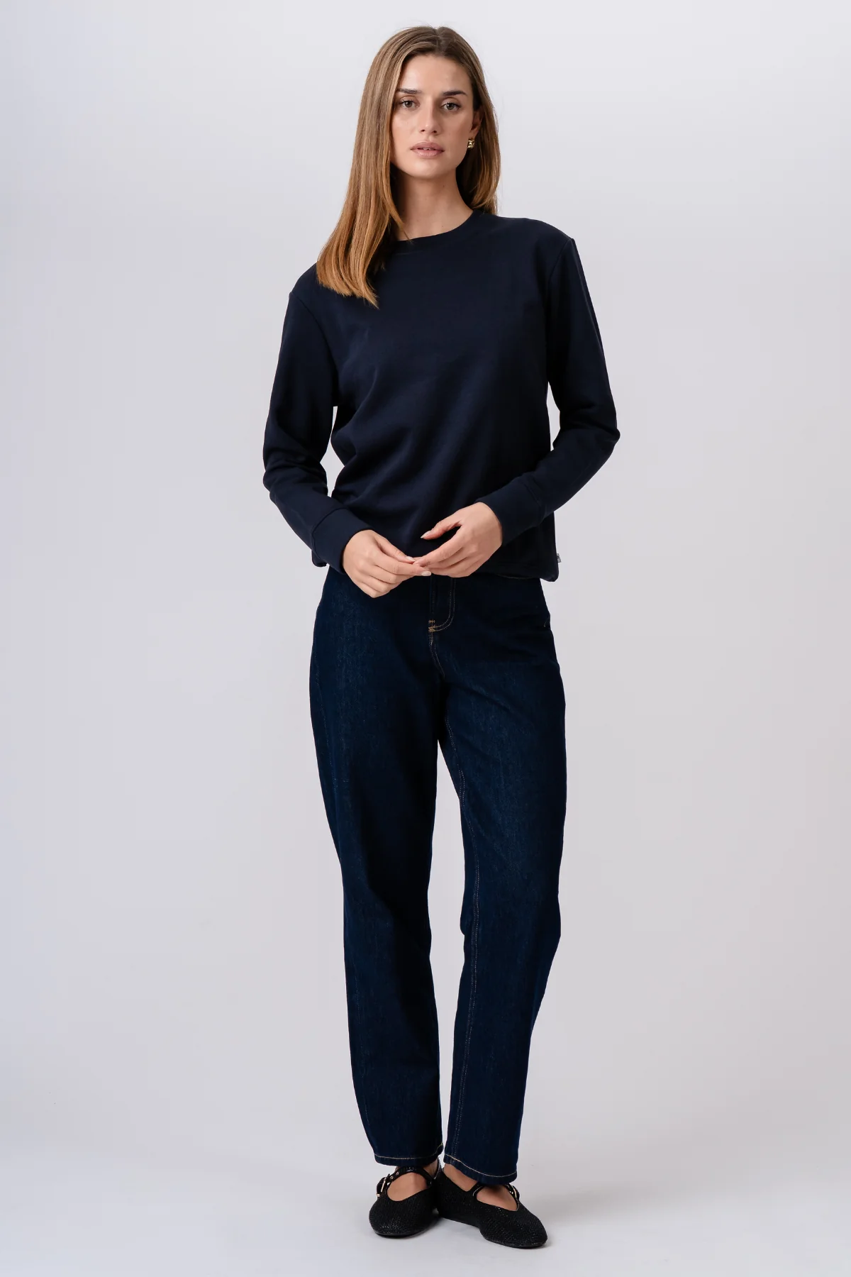 Sweatshirt mit Rundhalsausschnitt – Marineblau - Image 2