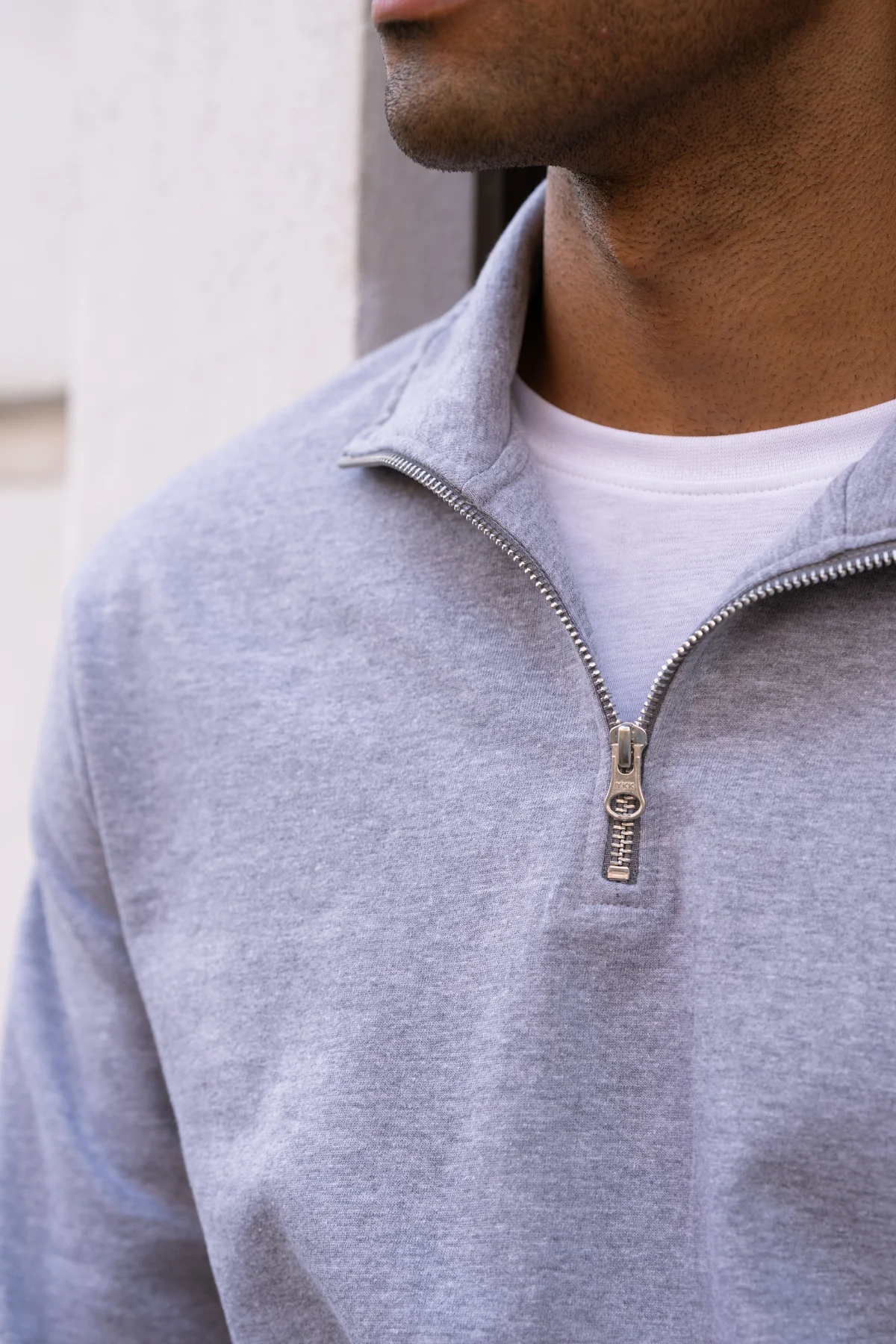 Sweatshirt halb Reißverschluss - grau - Image 3