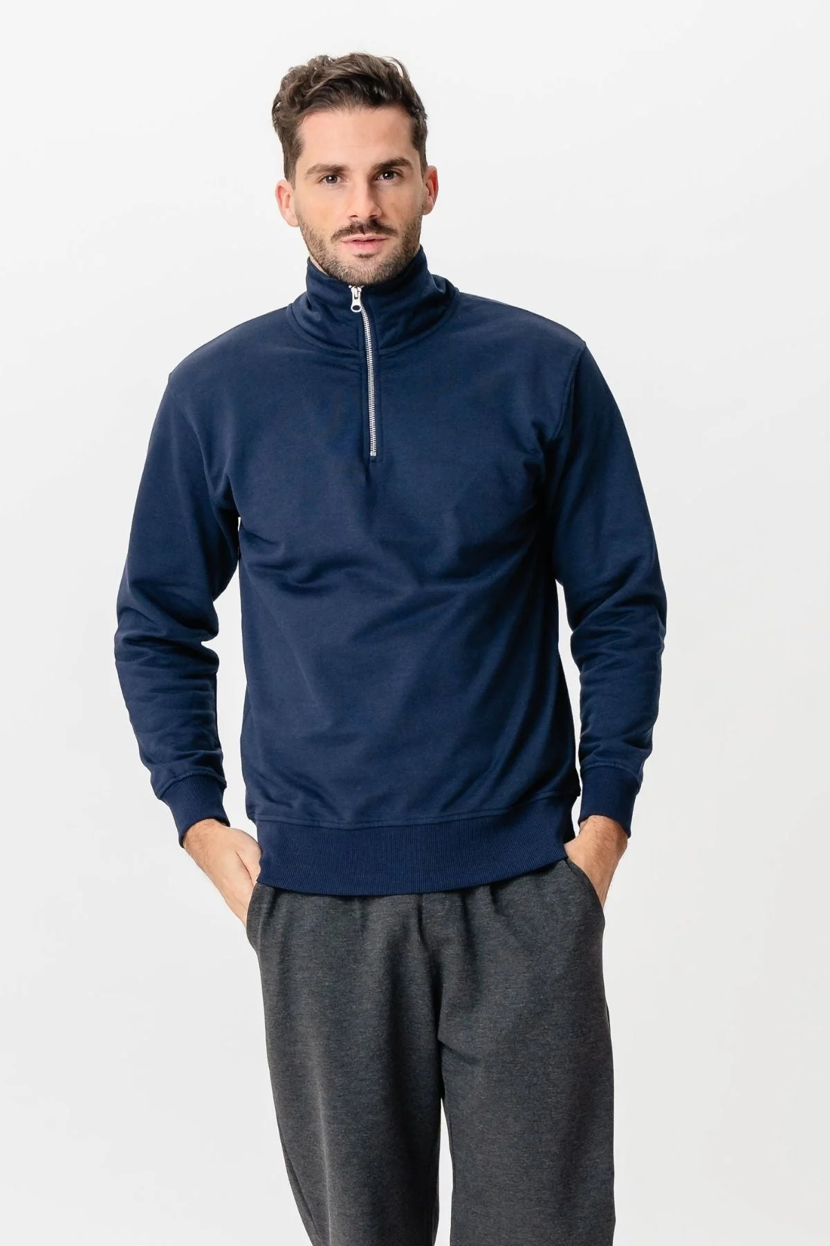 Sweatshirt Halb Zip - Marine - Image 4