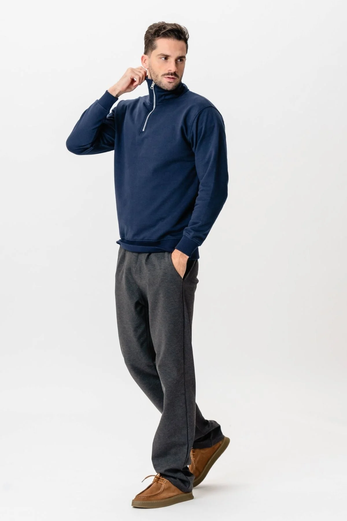 Sweatshirt Halb Zip - Marine - Image 5