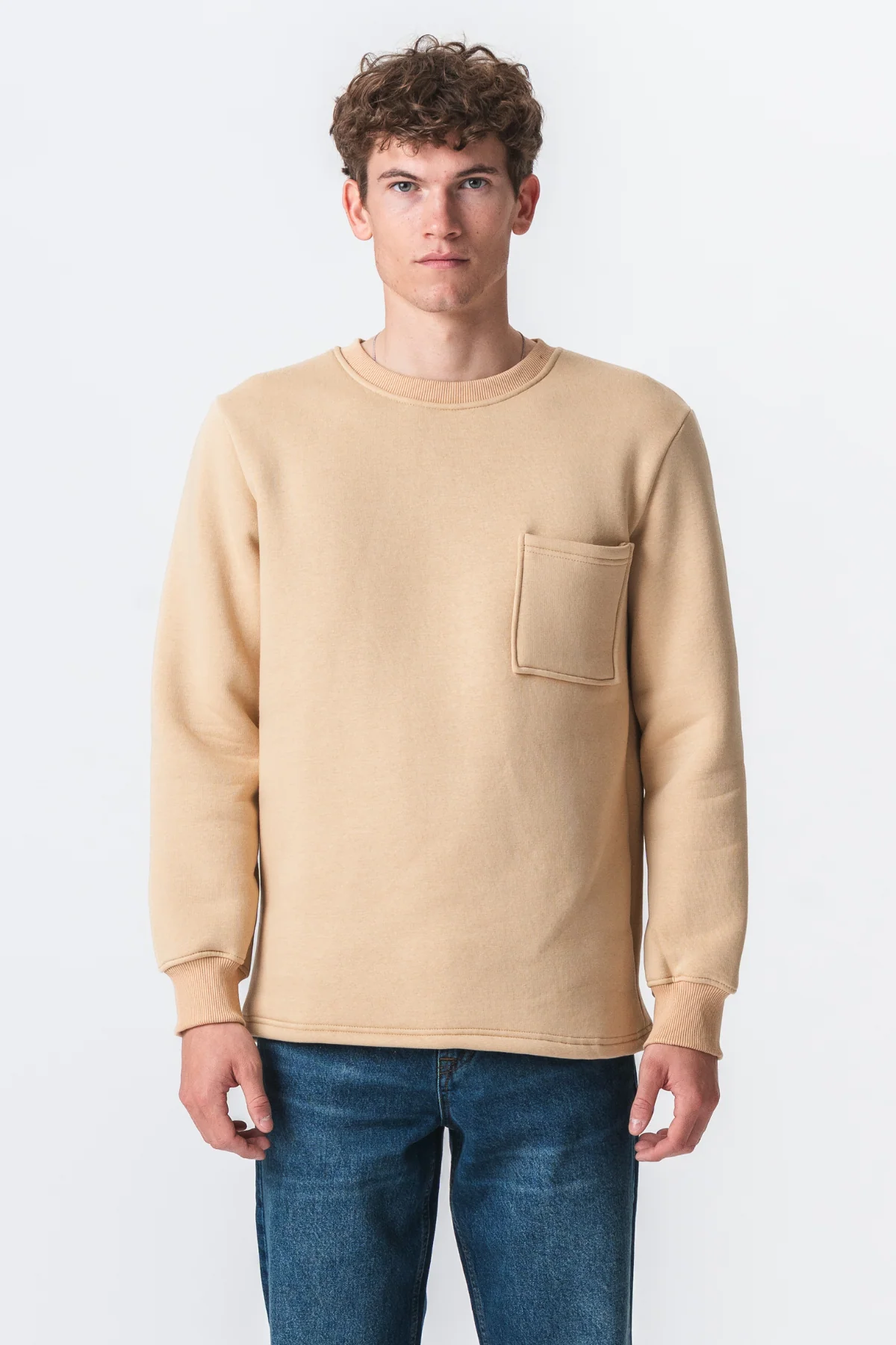 Taschen -Sweatshirt Regular Fit - beige