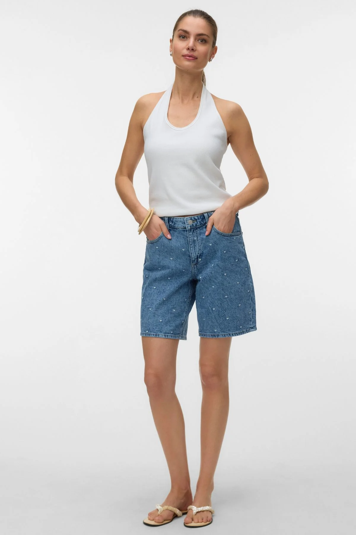 Tess Mr Long Denim Short – Mittelblauer Denim – Herz - Image 2