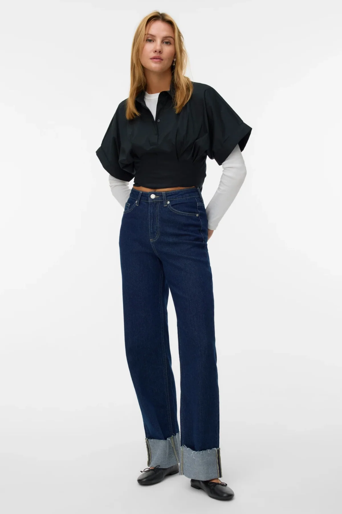 Tessa faltet breite Jeans -Jeans - dunkelblauer Jeans - Image 2