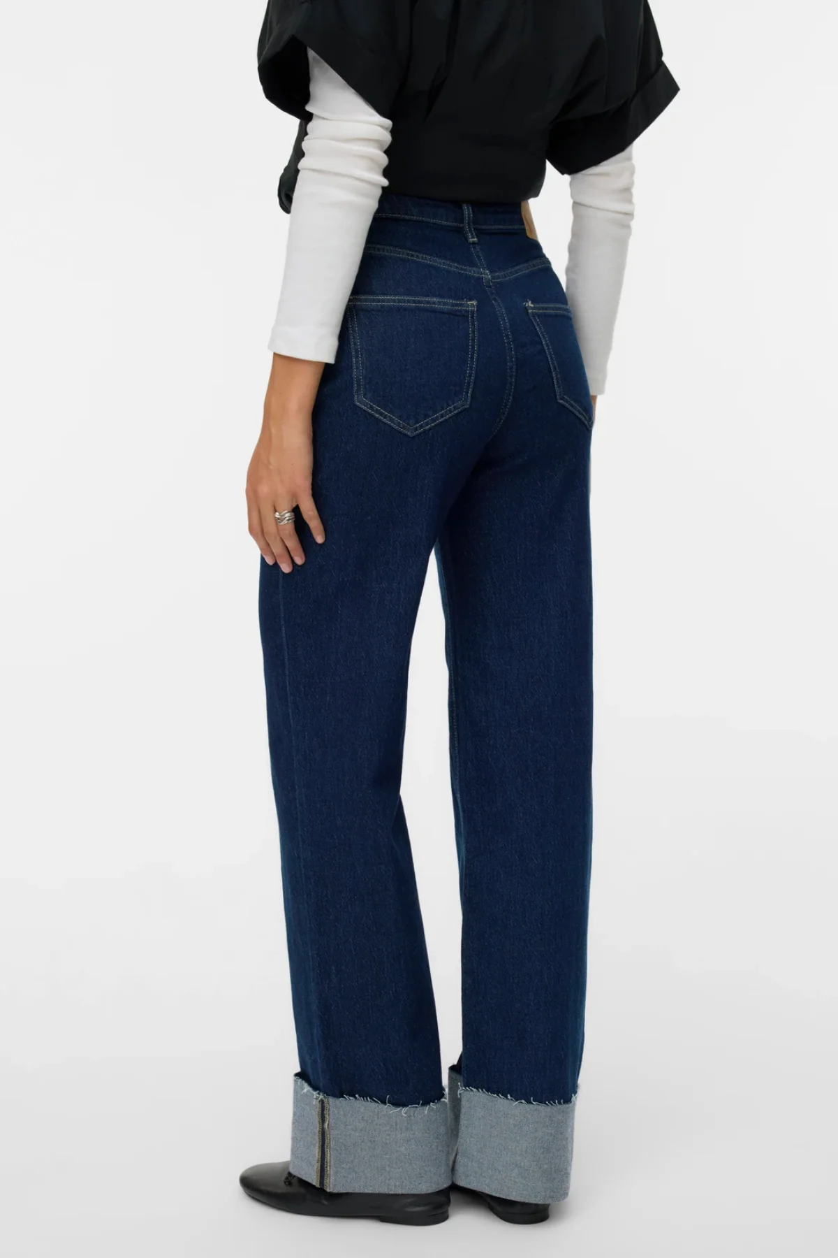 Tessa faltet breite Jeans -Jeans - dunkelblauer Jeans - Image 4