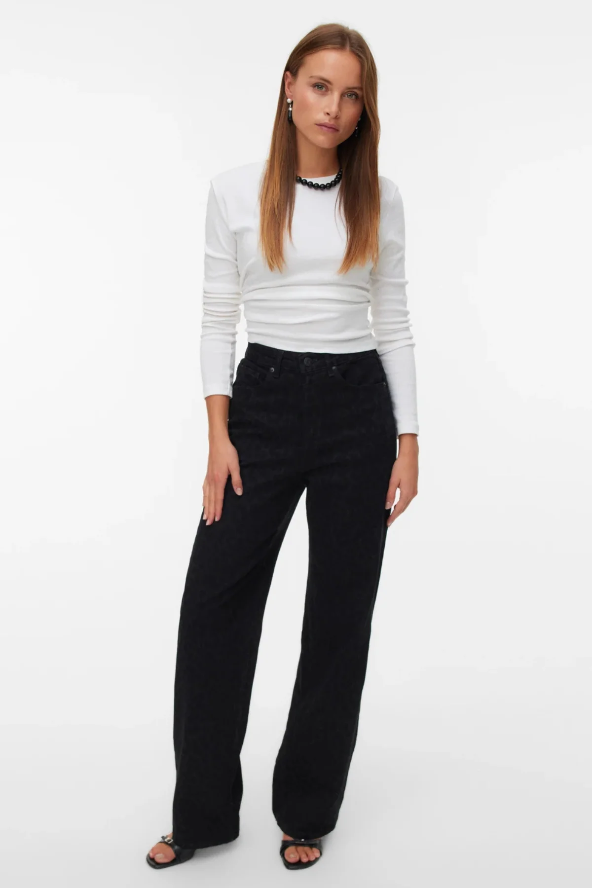 Tessa Wide Jeans Tierdruck - Schwarz Denim Leopard - Image 2