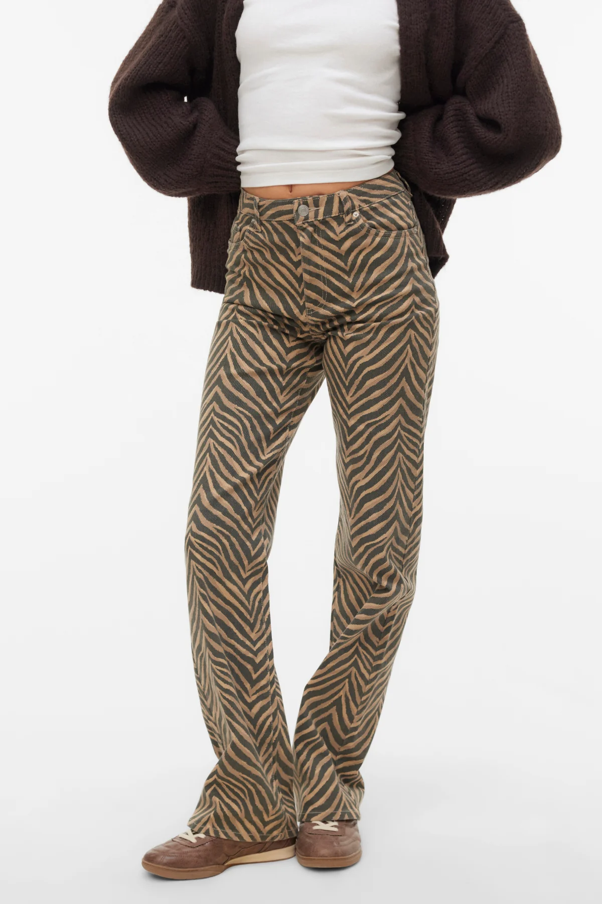 Tessa Wide Stretch Jeans – Silbernes Nerzzebra