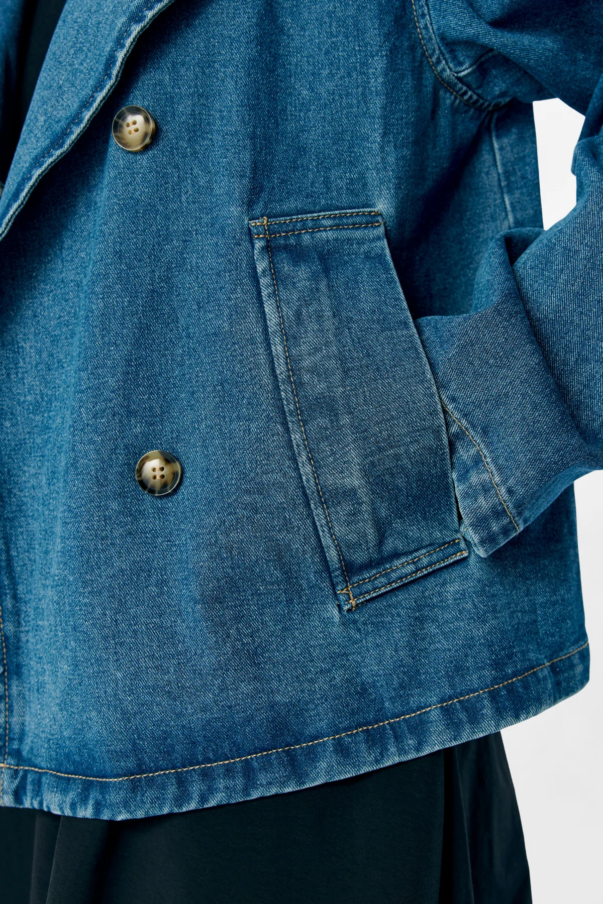 Tilla Gro l/s Denim Jacke - mittelblauer Denim - Image 6