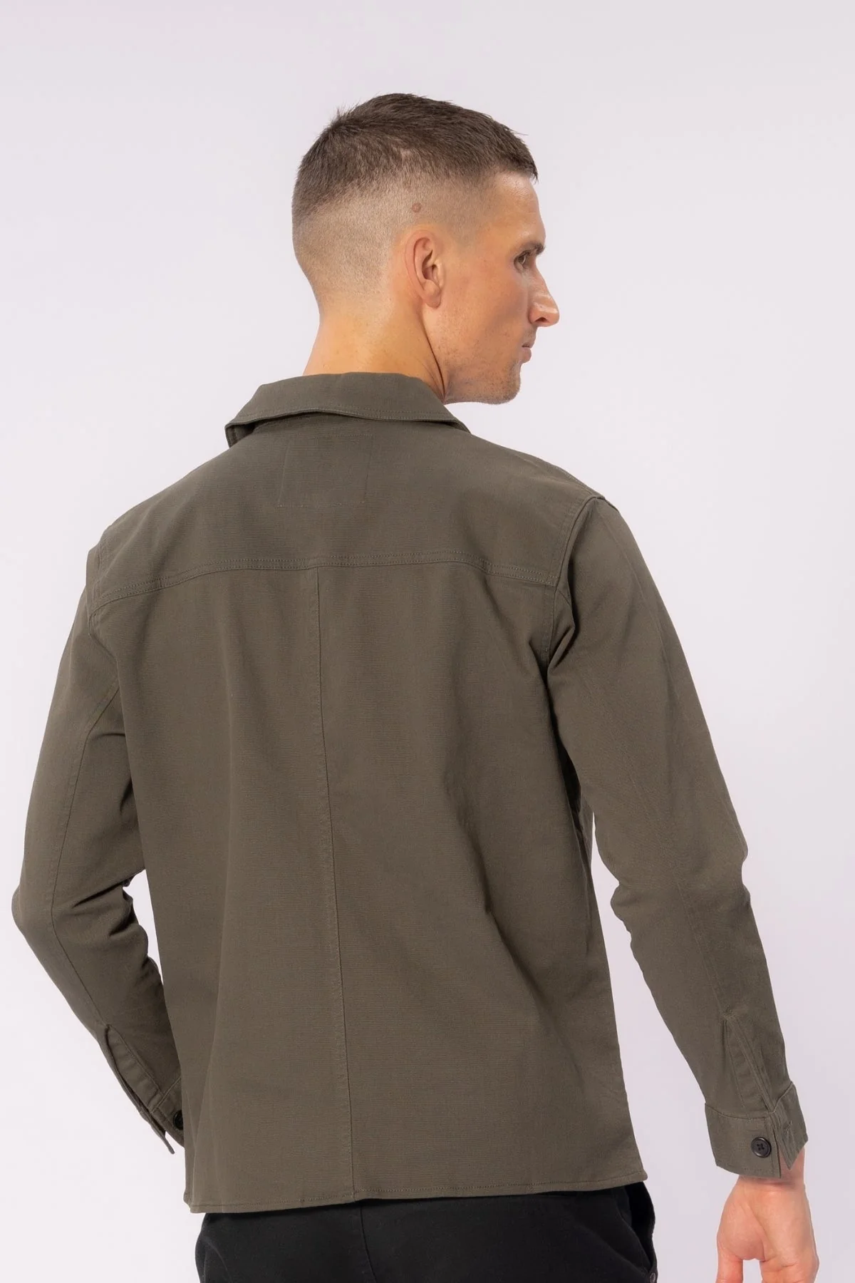 Twill -Hemdjacke - dunkle Olive - Image 5