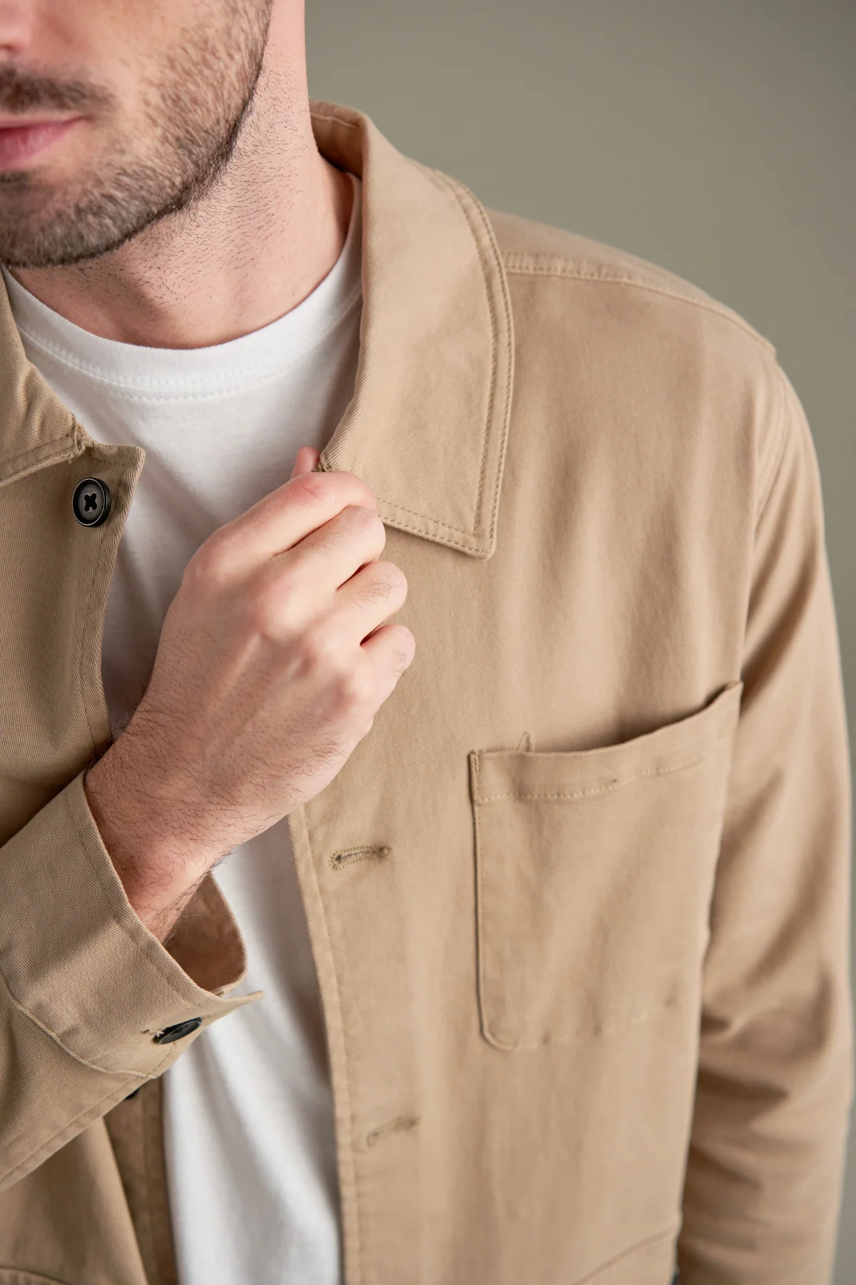 Twill -Hemdjacke - dunkler Sand - Image 3