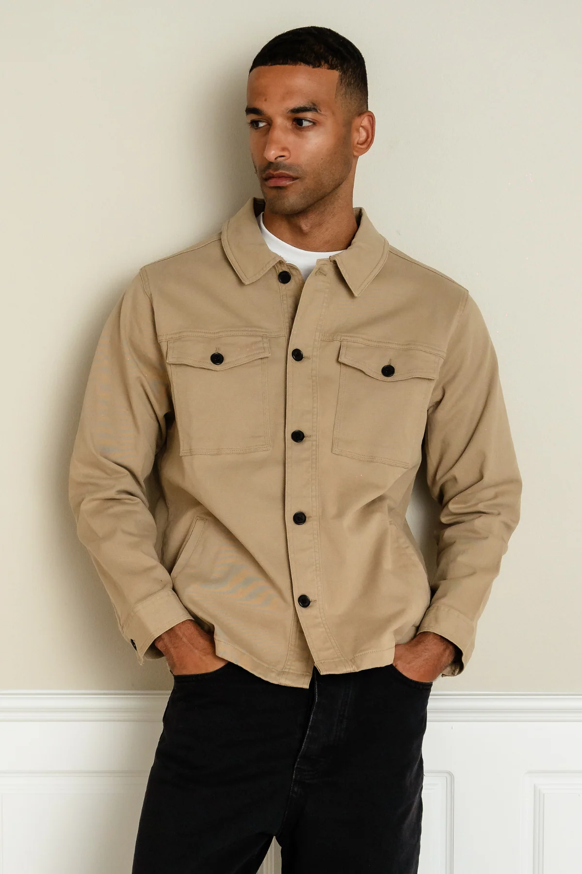 Twill Overshirt - dunkler Sand - Image 3