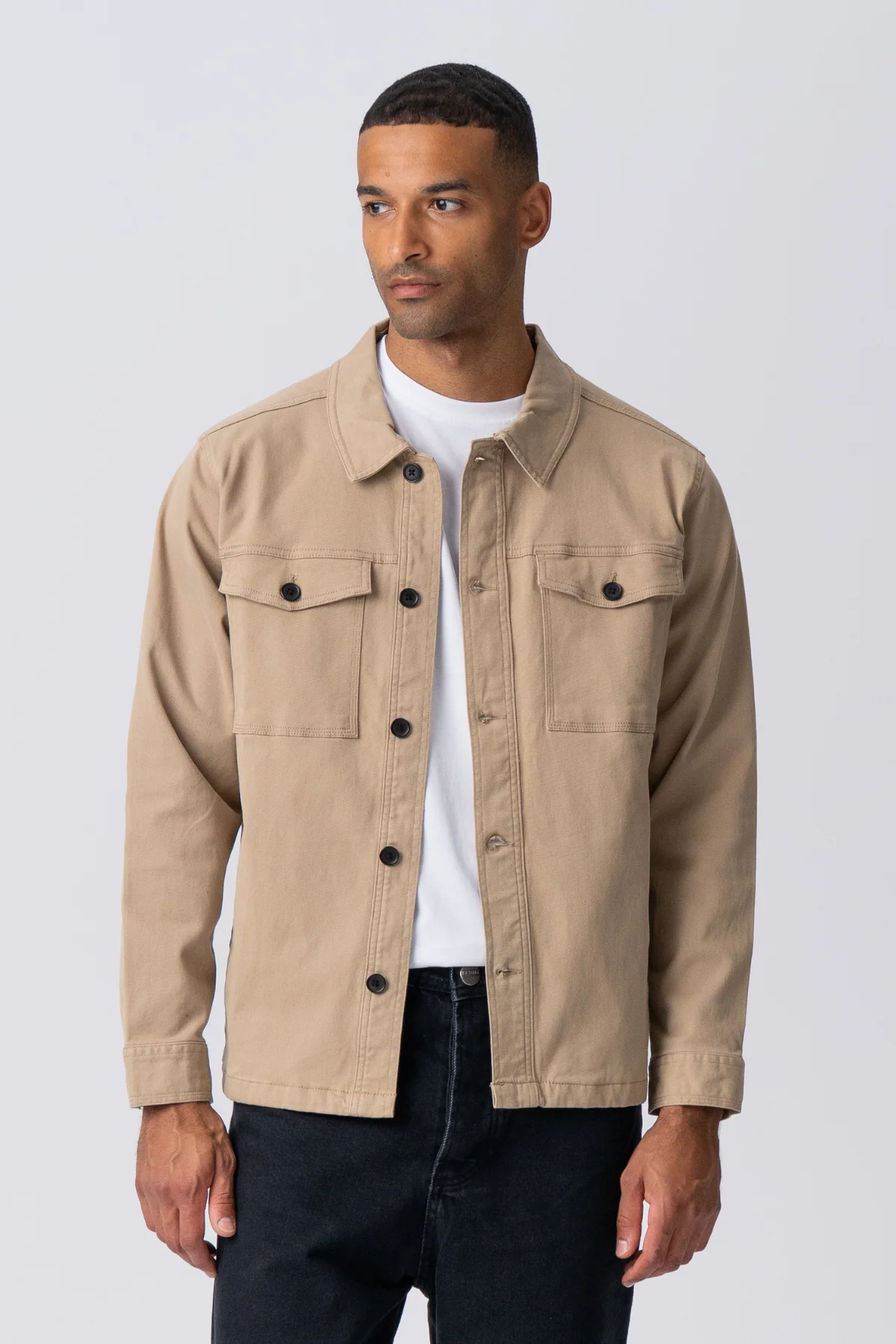 Twill Overshirt - dunkler Sand - Image 6