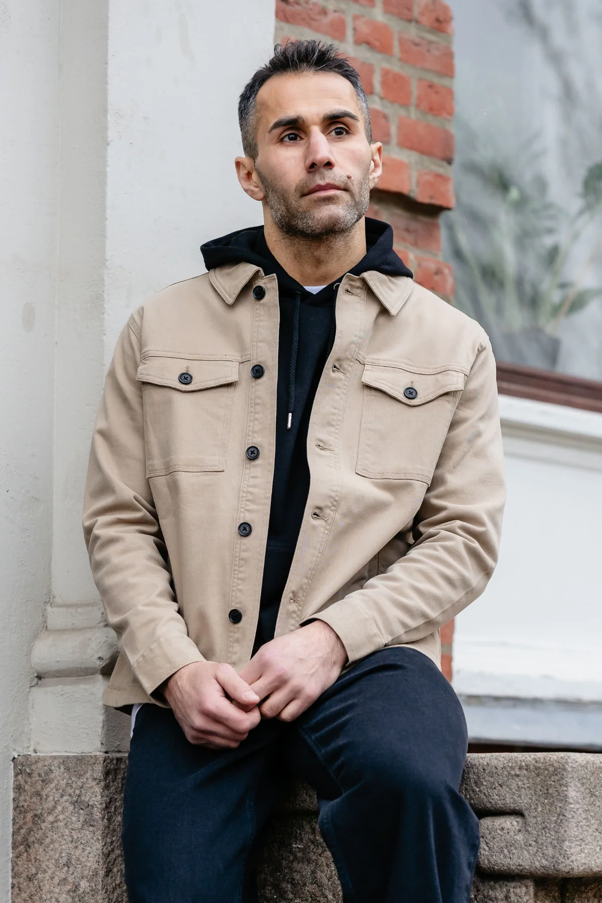 Twill Overshirt - dunkler Sand - Image 9