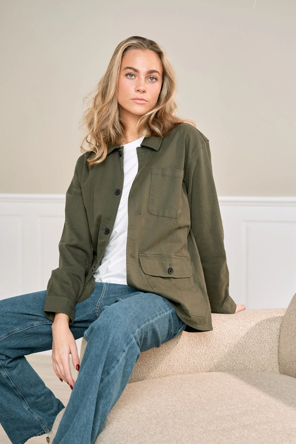 Twill -Shacket - dunkle Olive - Image 2