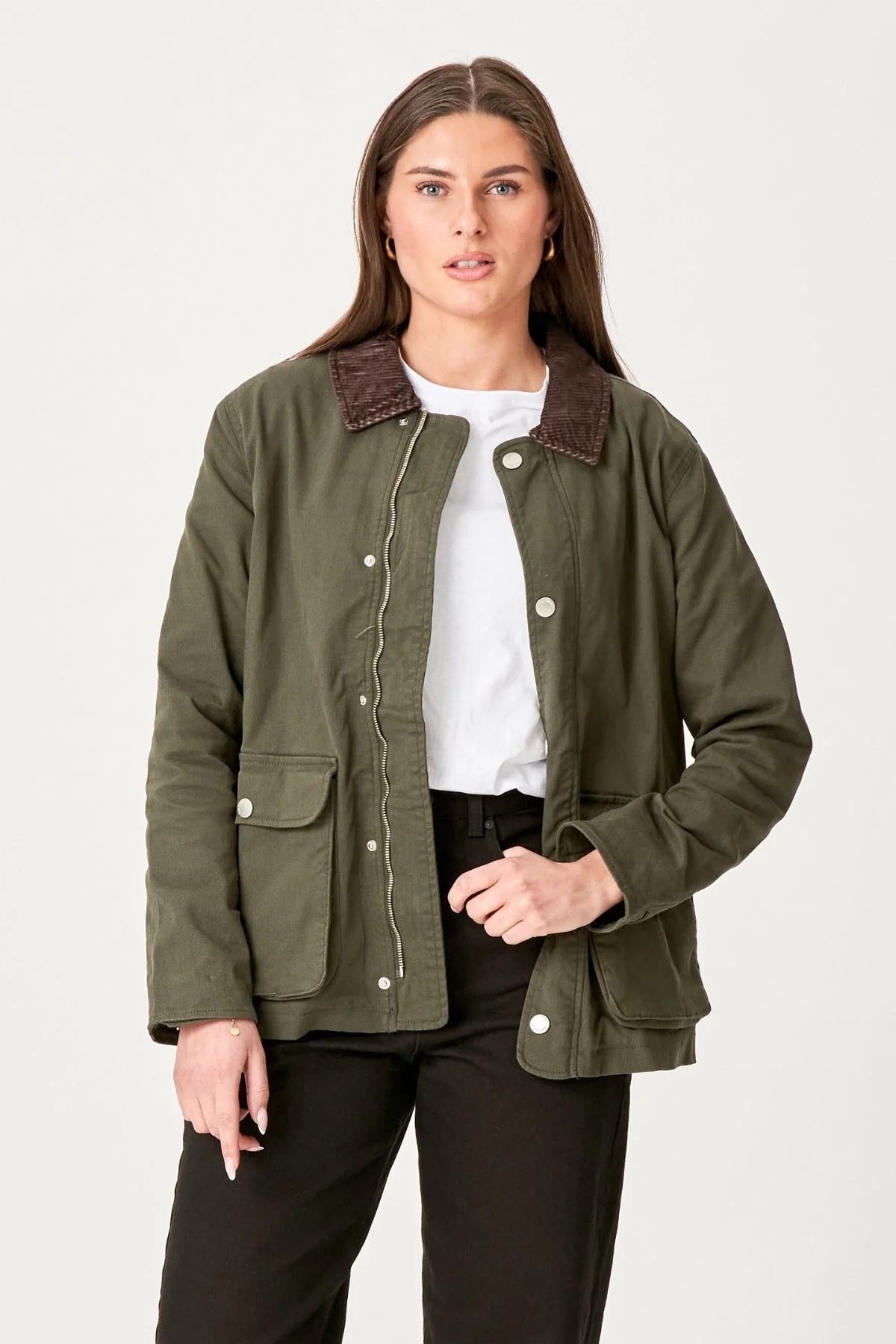 Twilljacke - dunkle Olive