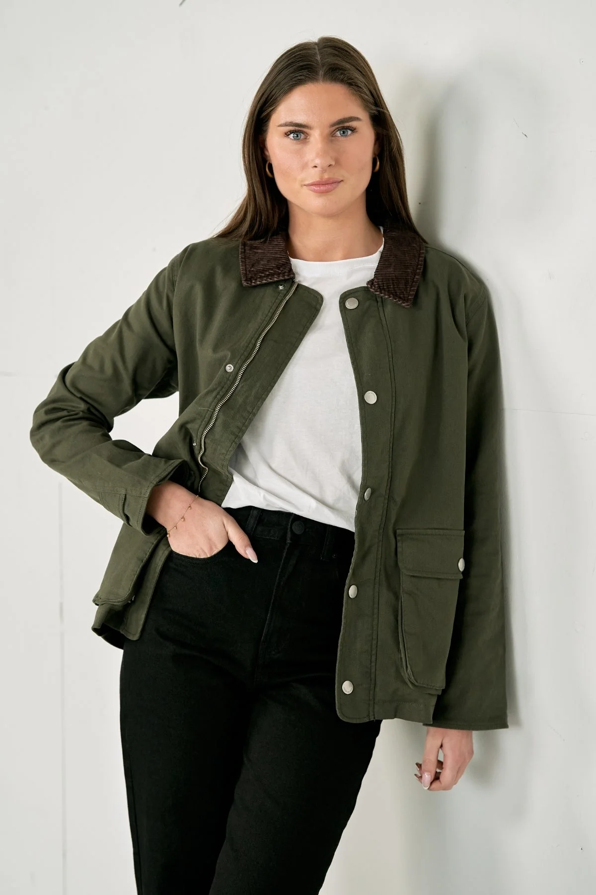 Twilljacke - dunkle Olive - Image 2