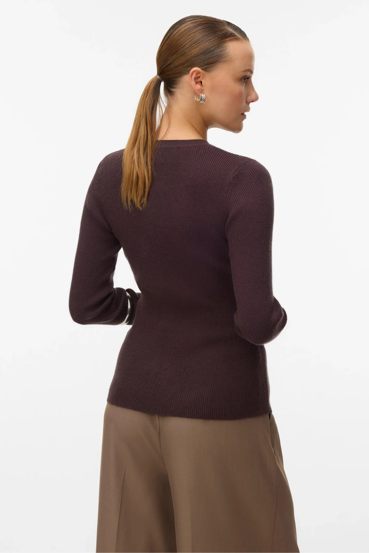 Ukino O -Neck Strick -Strickjacke - Schokoladenpflaume - Image 6