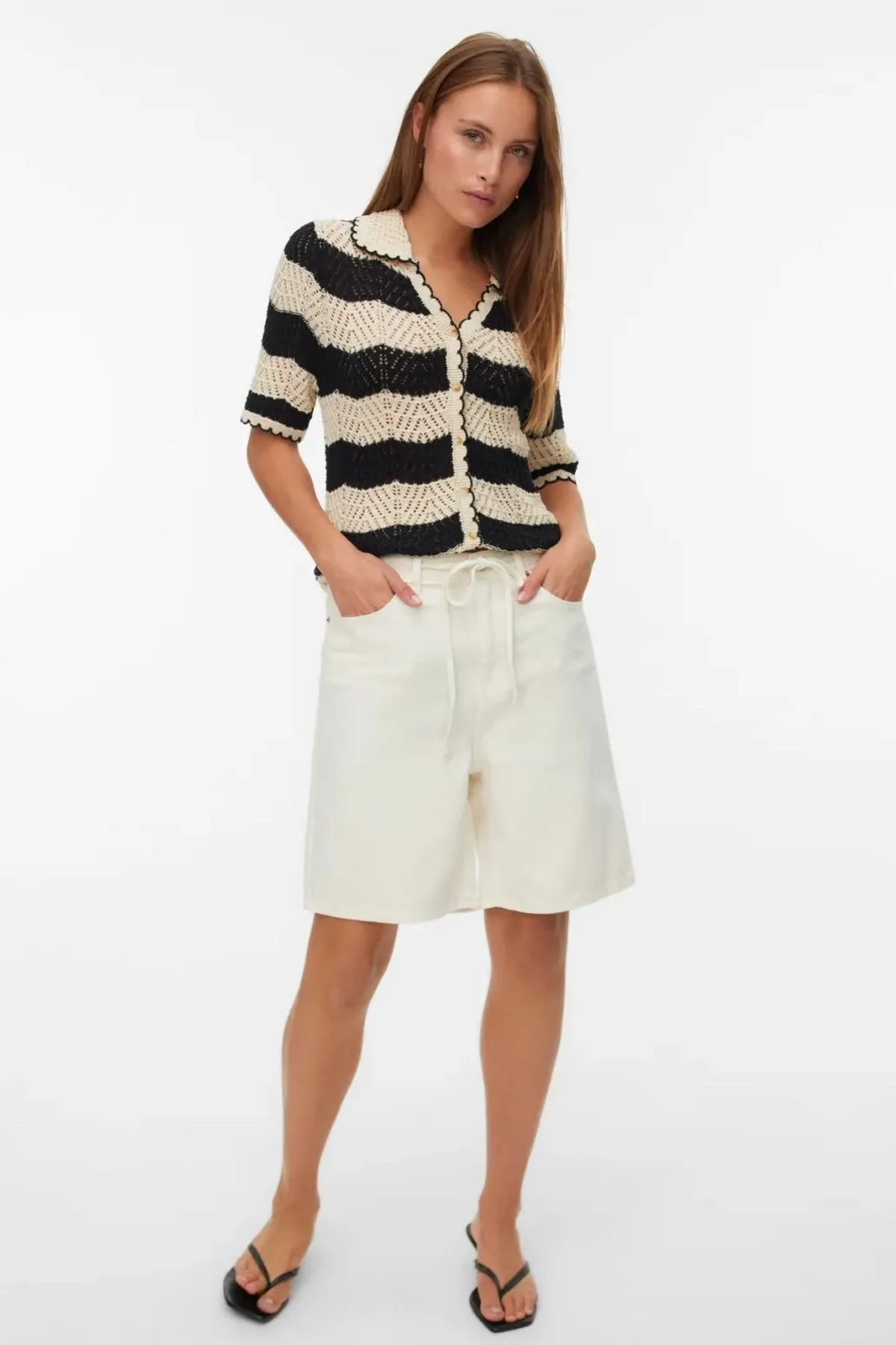 Villa Bermuda Denim Shorts - Ekru - Image 2