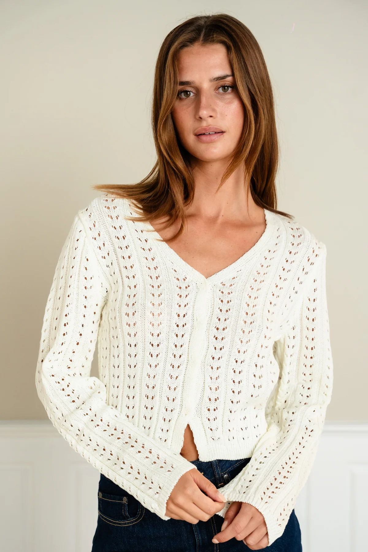 Virginia Strick Cardigan - Ecru. - Image 2