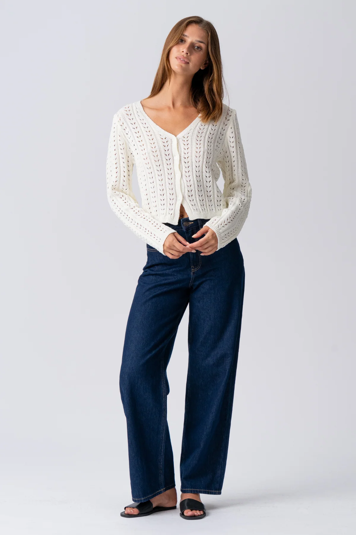 Virginia Strick Cardigan - Ecru. - Image 3