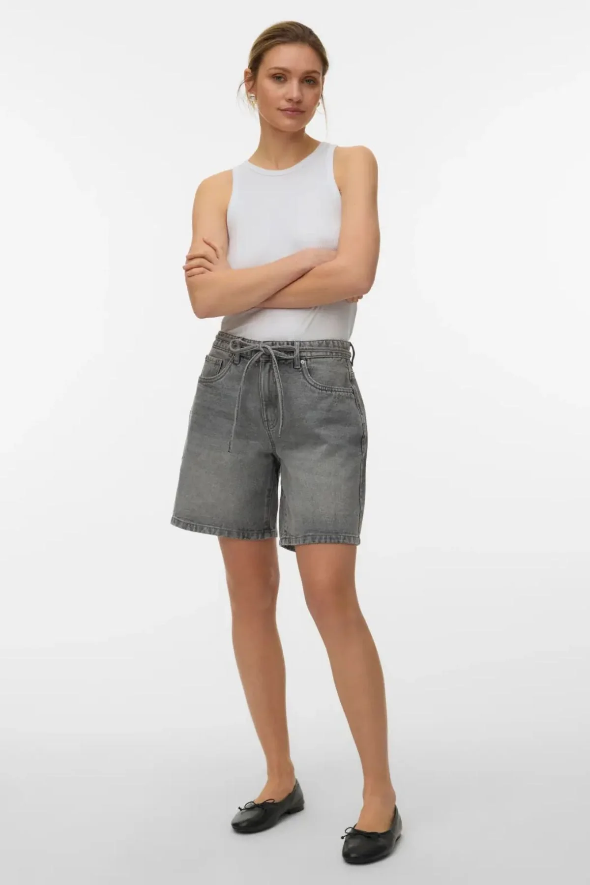 Wiengürtel Shorts Mix - Hellgrauer Denim - Image 3